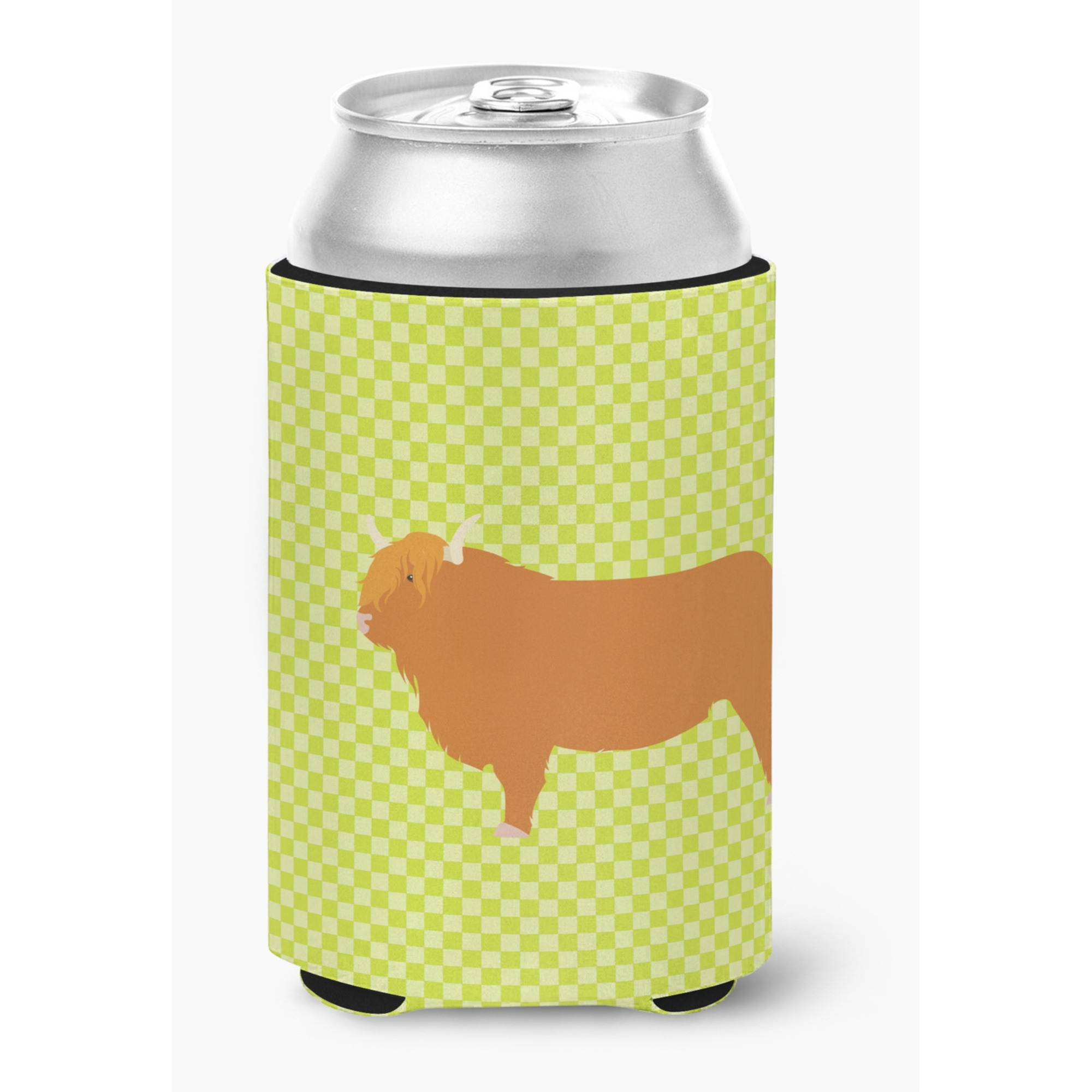 &quotCaroline's Treasures Highland Cow Green Decorative Can Hugger, Multicolor"