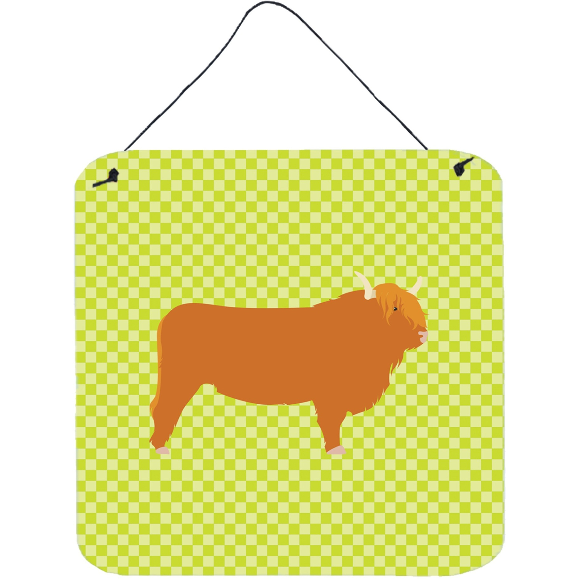 &quotCaroline's Treasures Green Highland Cow Metal Print, 6hx6w"