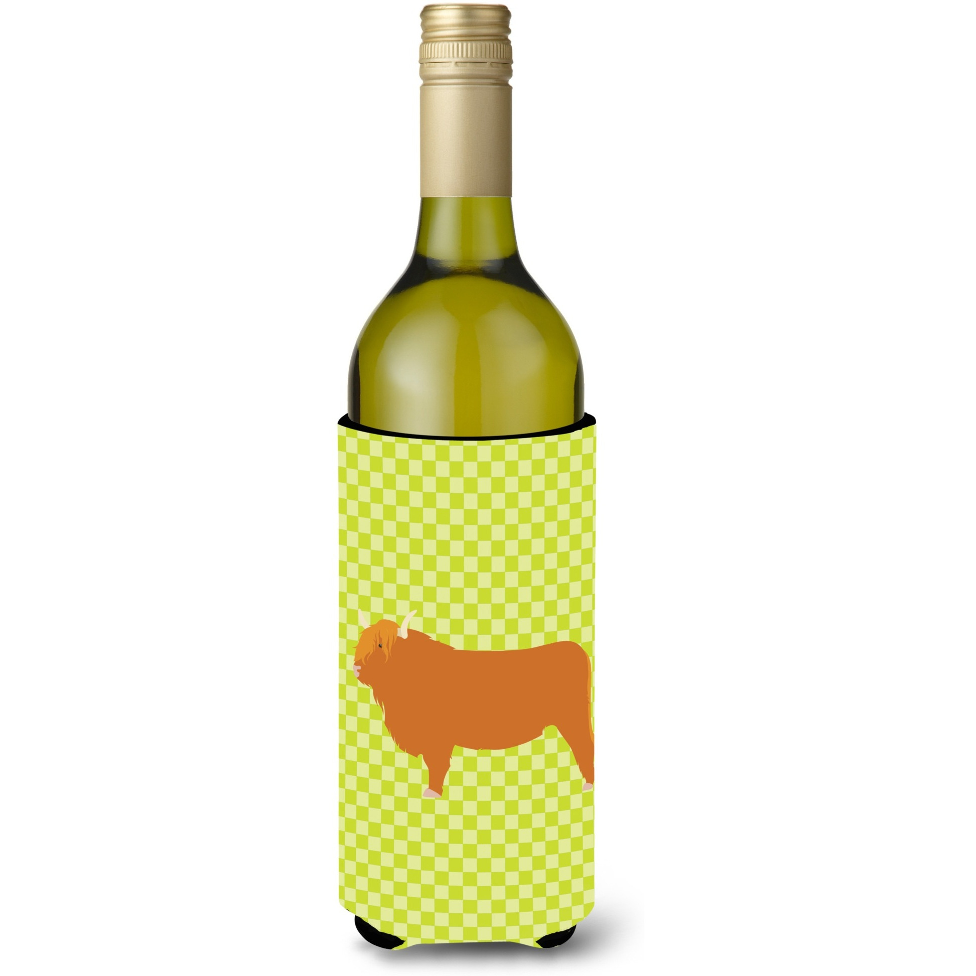 &quotCaroline's Treasures Highland Cow Green Decorative Bottle Hugger, 750 ml, Multicolor"