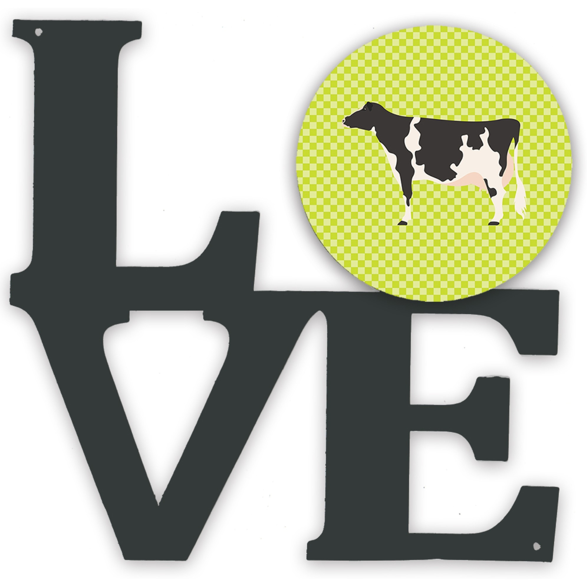 &quotCaroline's Treasures Holstein Cow Green Metal Artwork Love wall-decor, Multicolor"