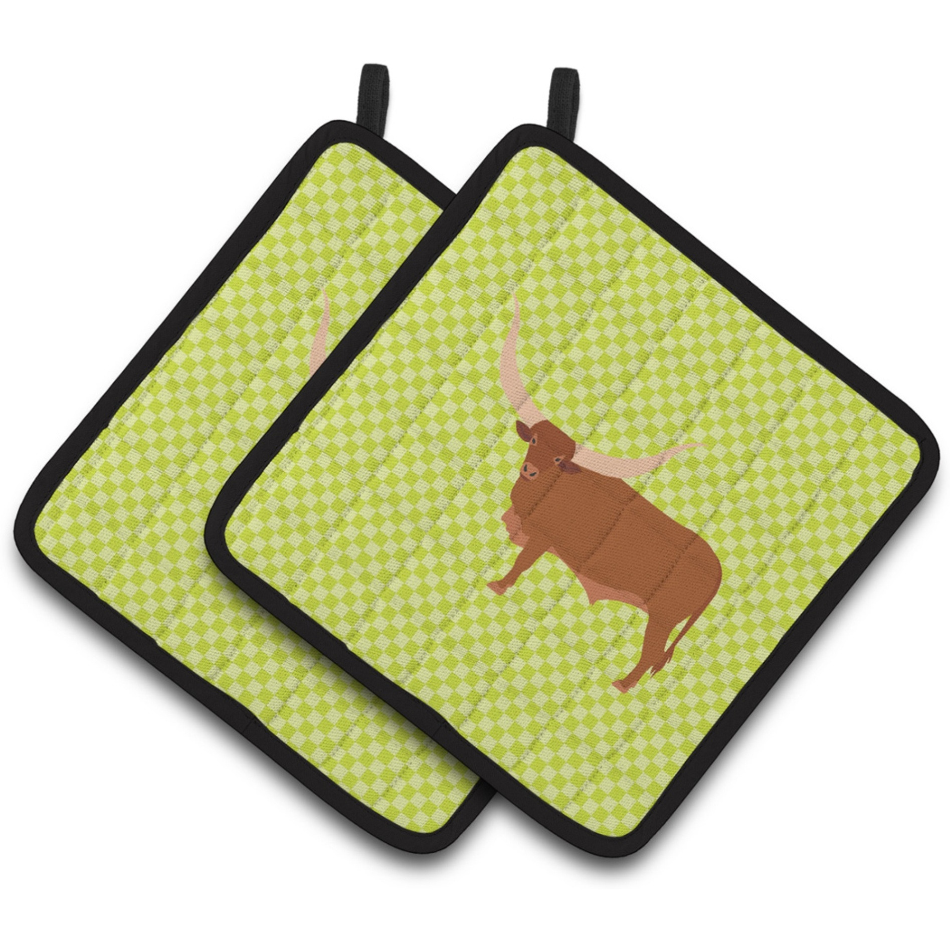 &quotCaroline's Treasures Ankole-Watusu Cow Green Decorated Pot Holder, 7.5"" x 7.5"""
