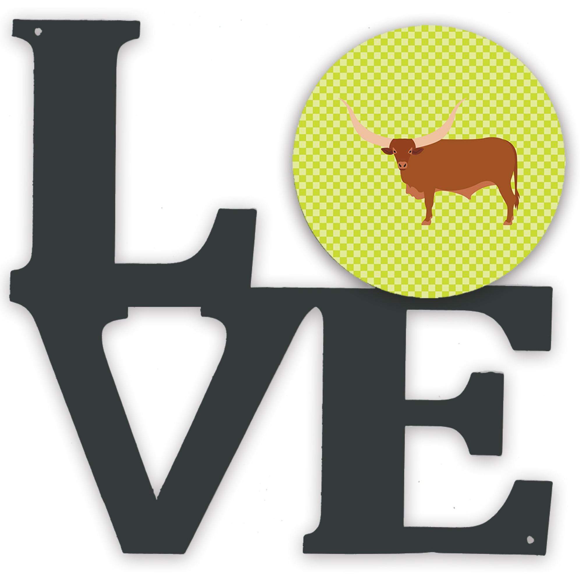 &quotCaroline's Treasures Ankole-Watusu Cow Green Metal Artwork Love wall-decor, Multicolor"