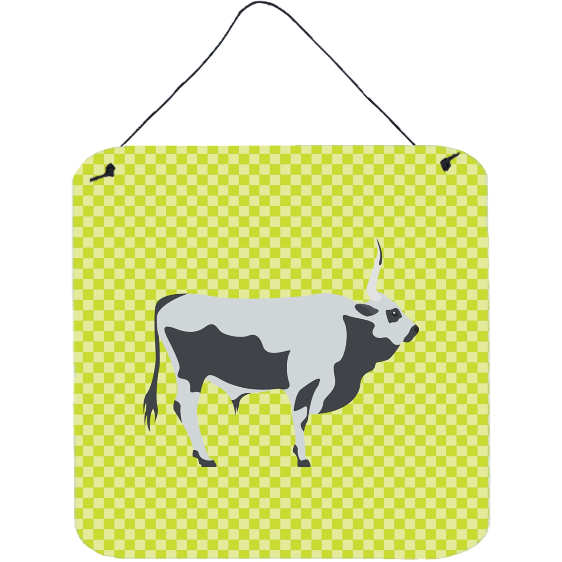&quotCaroline's Treasures Green Hungarian Grey Steppe Cow Metal Print, 6hx6w"