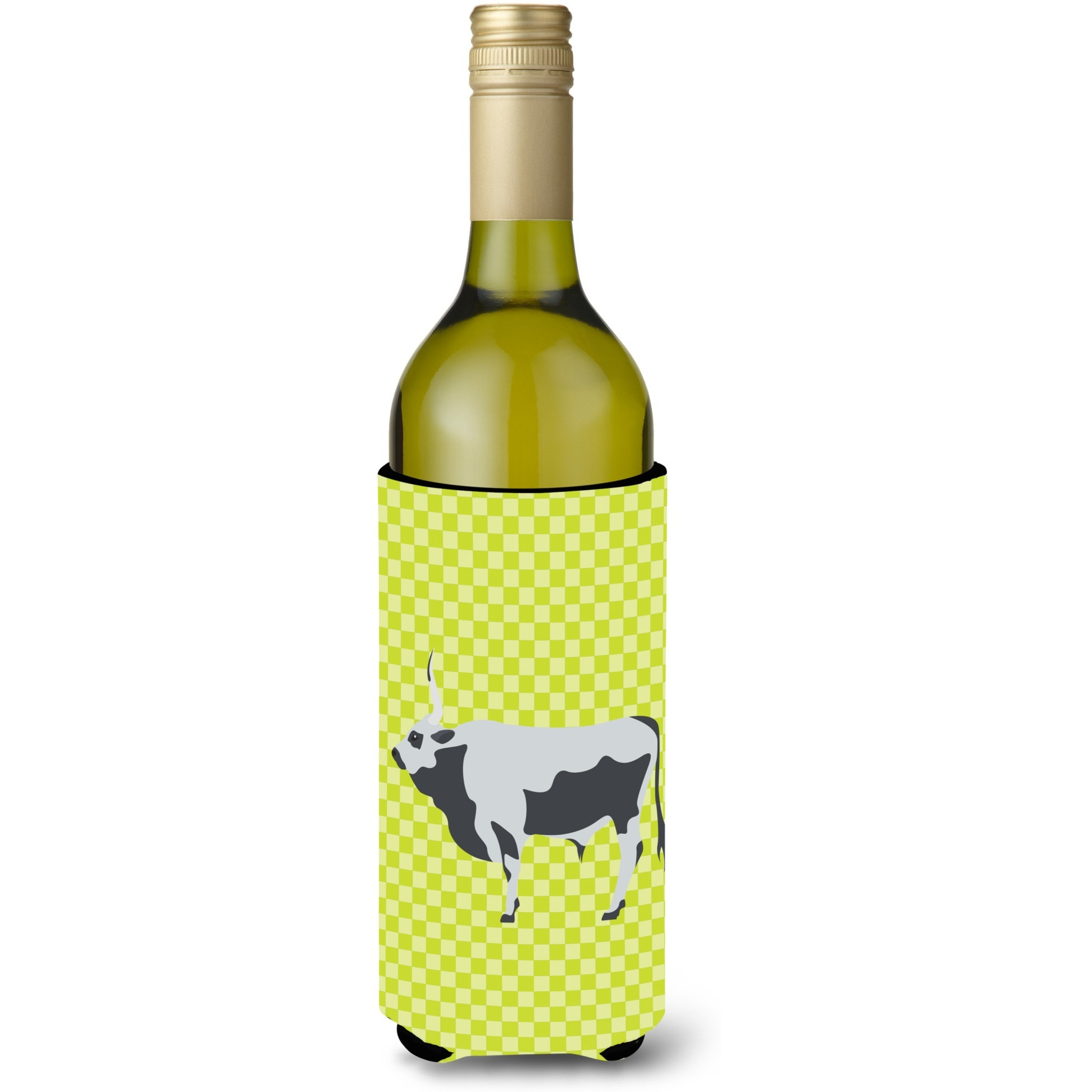 &quotCaroline's Treasures Hungarian Grey Steppe Cow Green Decorative Bottle Hugger, 750 ml, Multicolor"