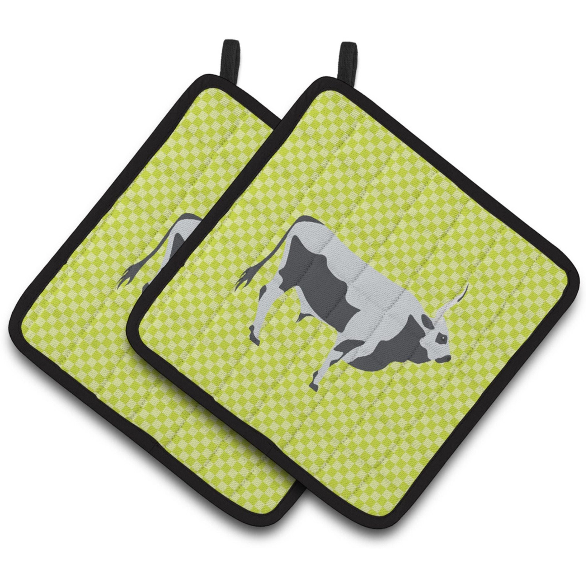 &quotCaroline's Treasures Hungarian Grey Steppe Cow Green Decorated Pot Holder, 7.5"" x 7.5"""
