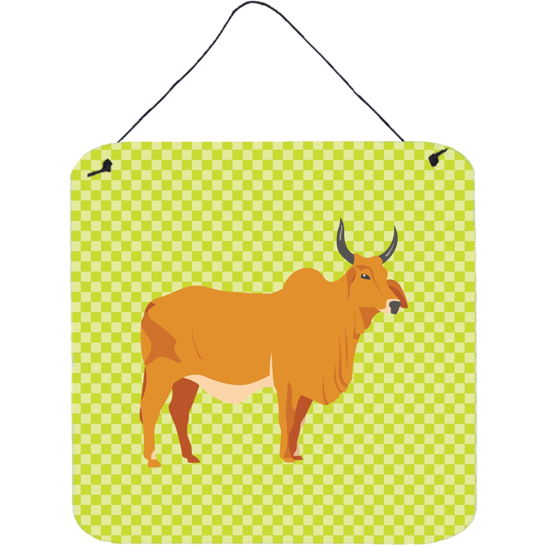 &quotCaroline's Treasures Green Zebu Indicine Cow Metal Print, 6"" H x 6"" W"
