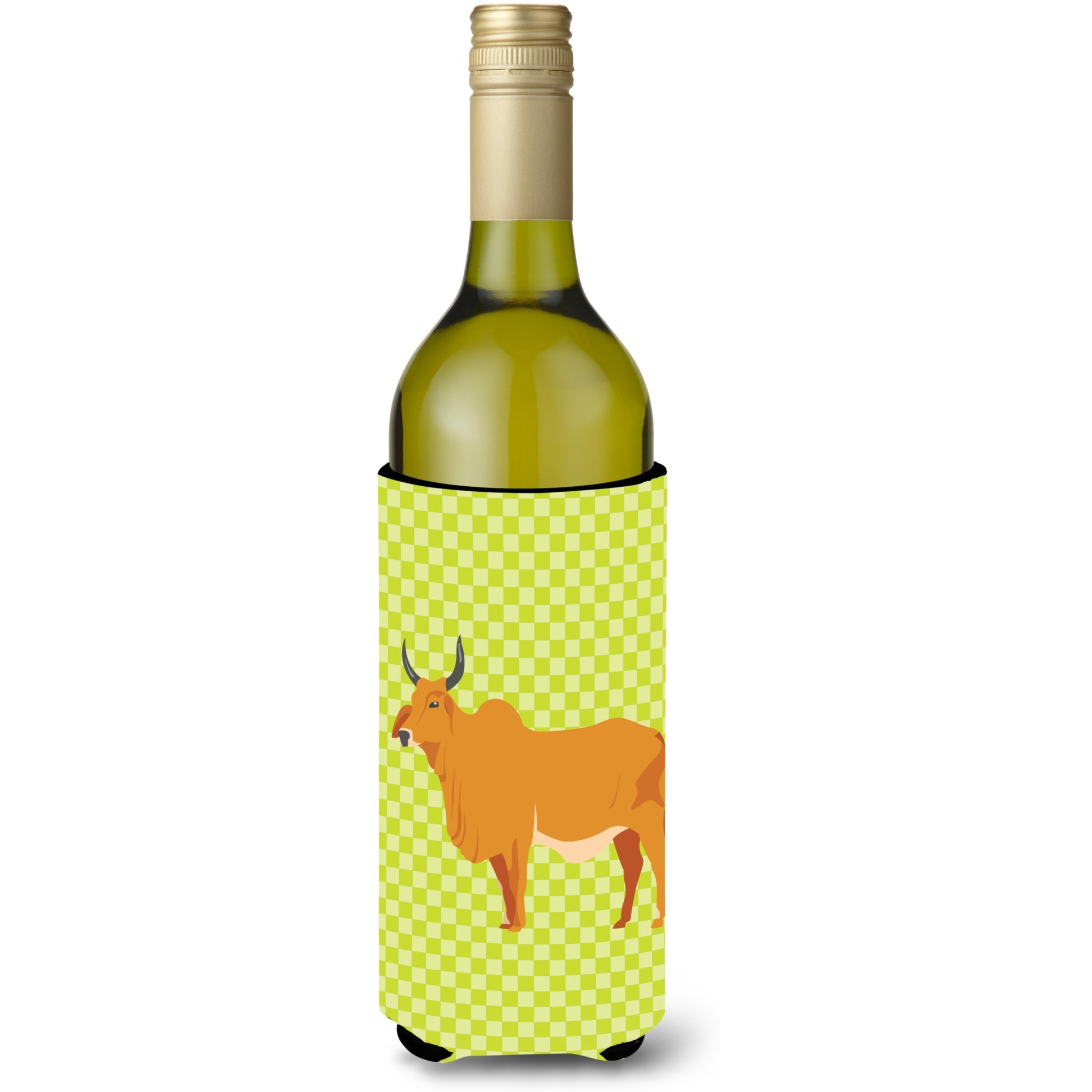 &quotCaroline's Treasures Zebu Indicine Cow Green Decorative Bottle Hugger, 750 ml, Multicolor"