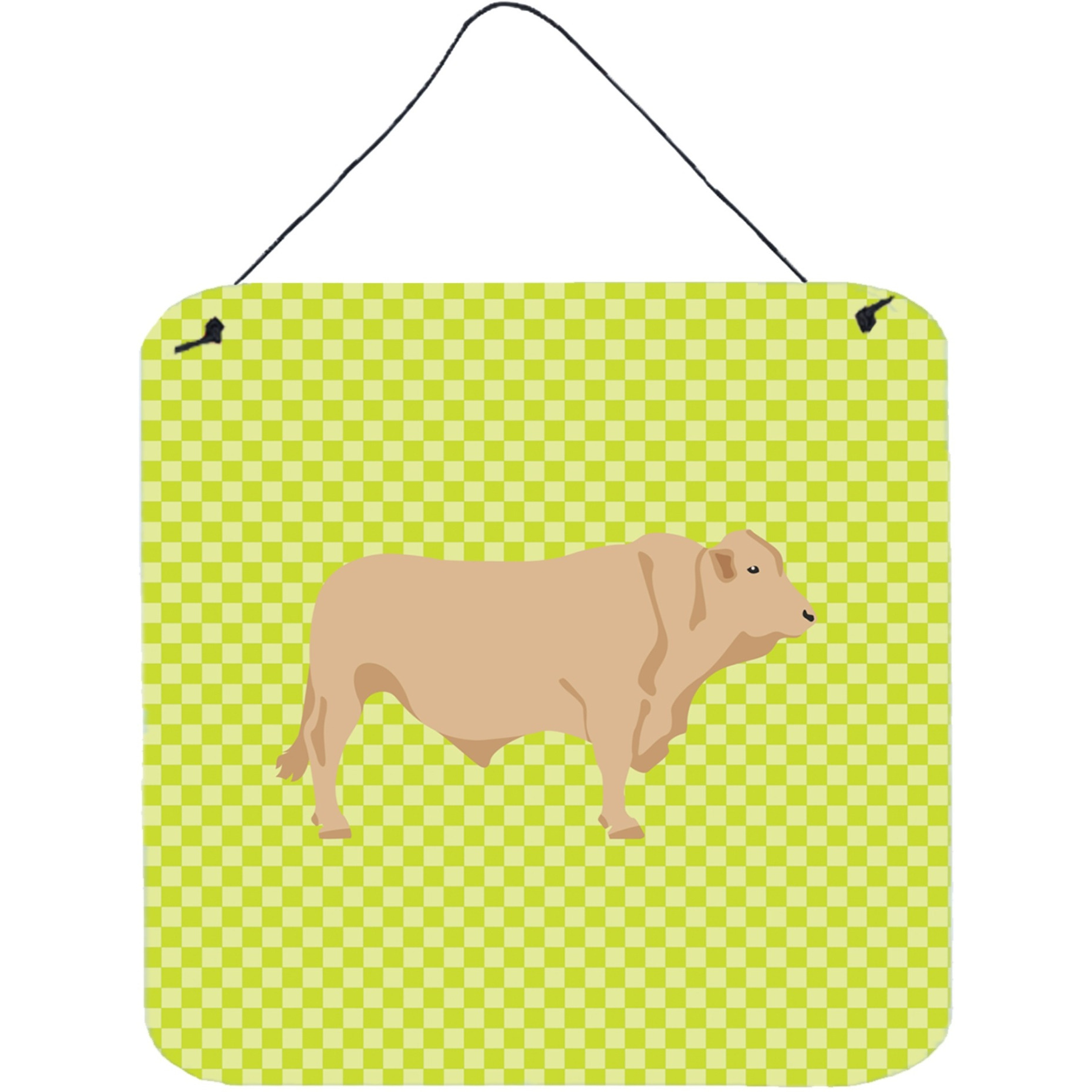 &quotCaroline's Treasures Green Charolais Cow Metal Print, 6hx6w"