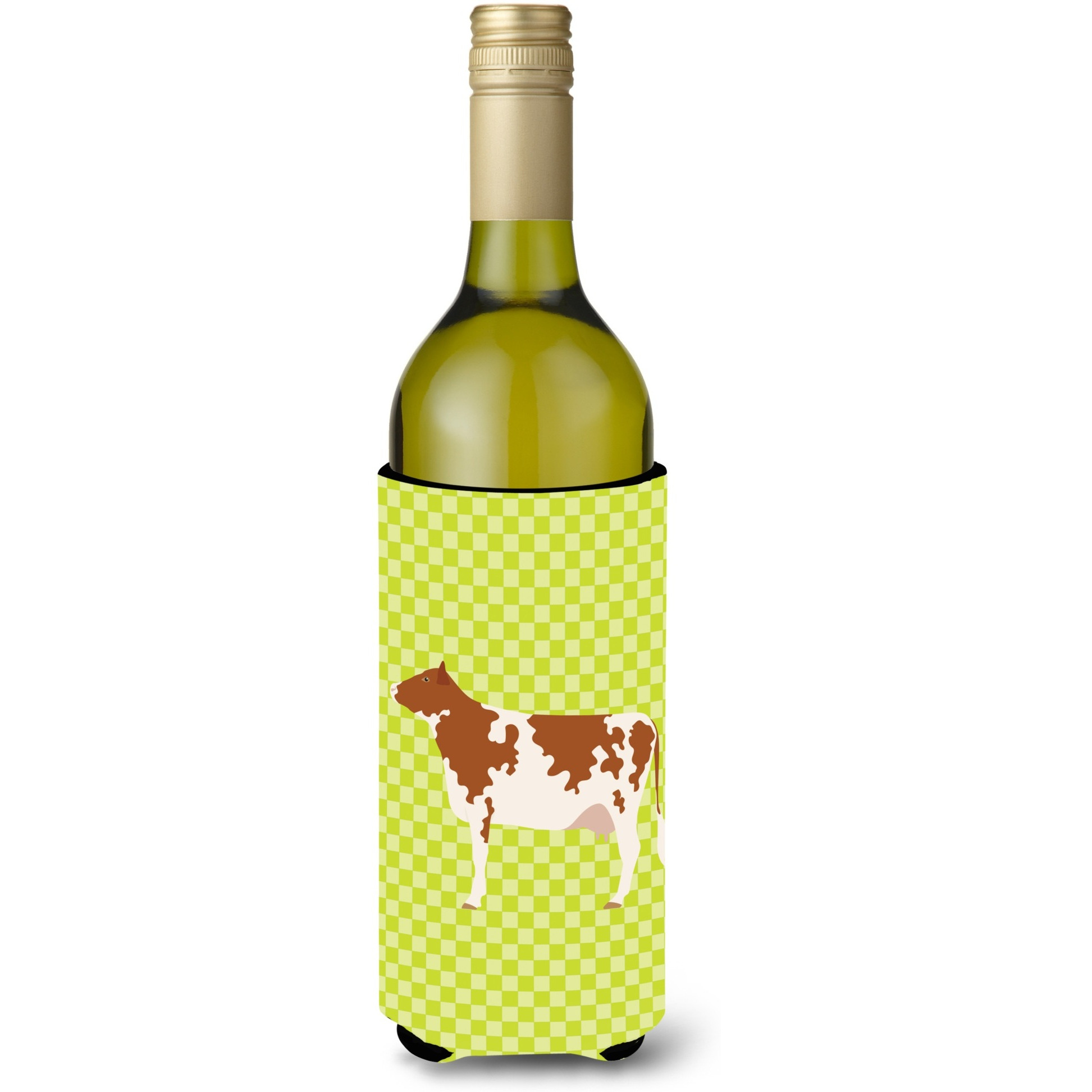 &quotCaroline's Treasures Ayrshire Cow Green Decorative Bottle Hugger, 750 ml, Multicolor"