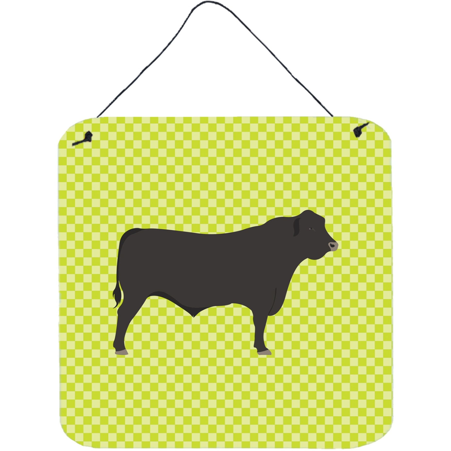 &quotCaroline's Treasures Green Black Angus Cow Metal Print, 6hx6w"