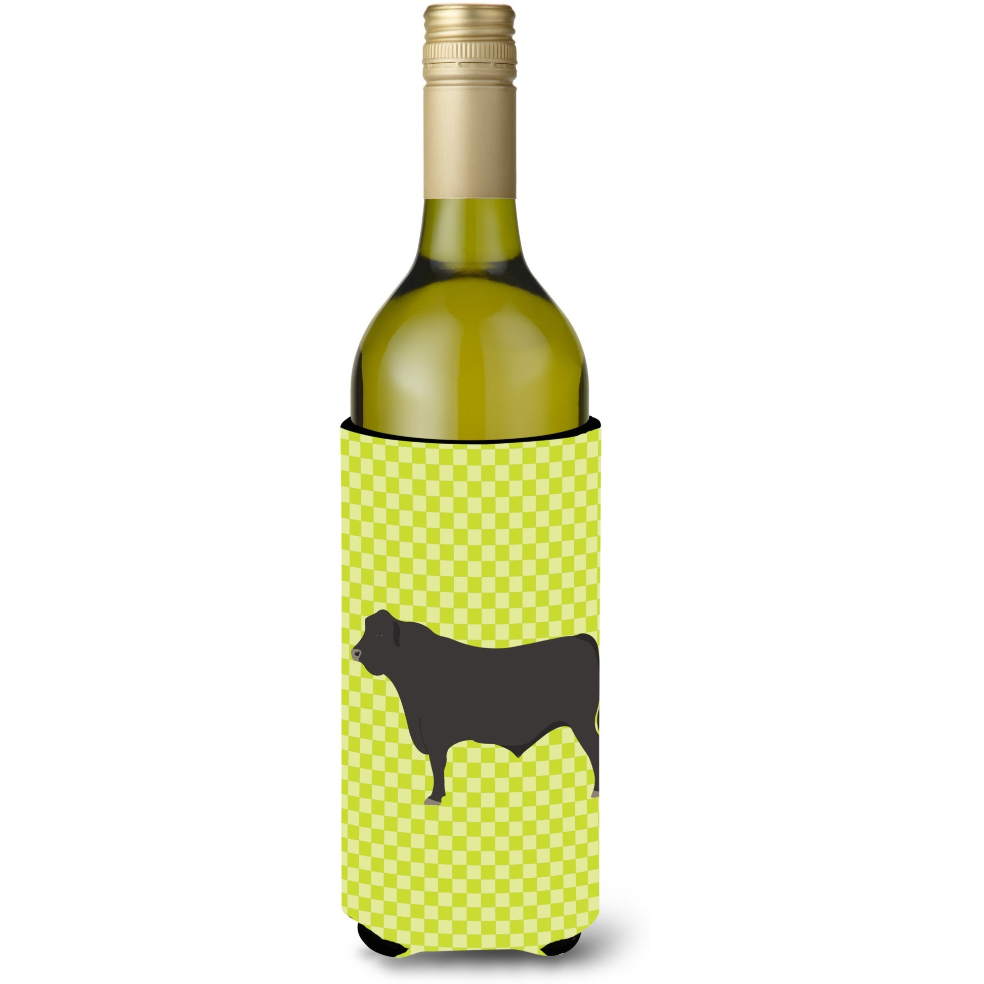 &quotCaroline's Treasures Black Angus Cow Green Decorative Bottle Hugger, 750 ml, Multicolor"