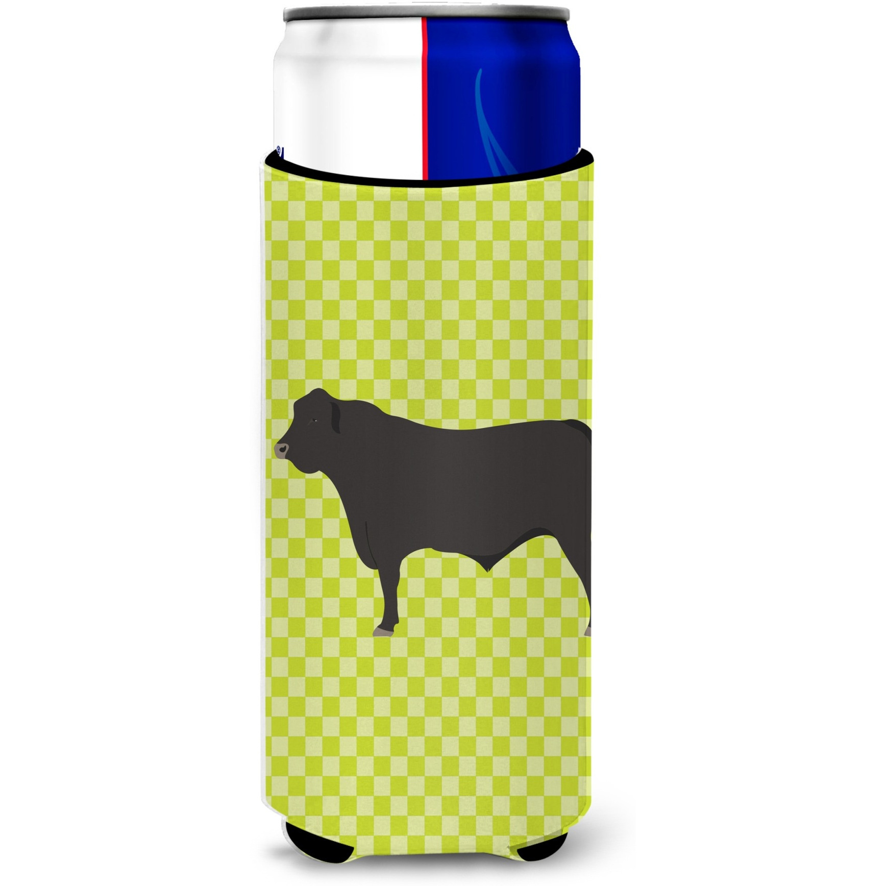 &quotCaroline's Treasures Black Angus Cow Green Decorative Can Hugger, Slim, Multicolor"