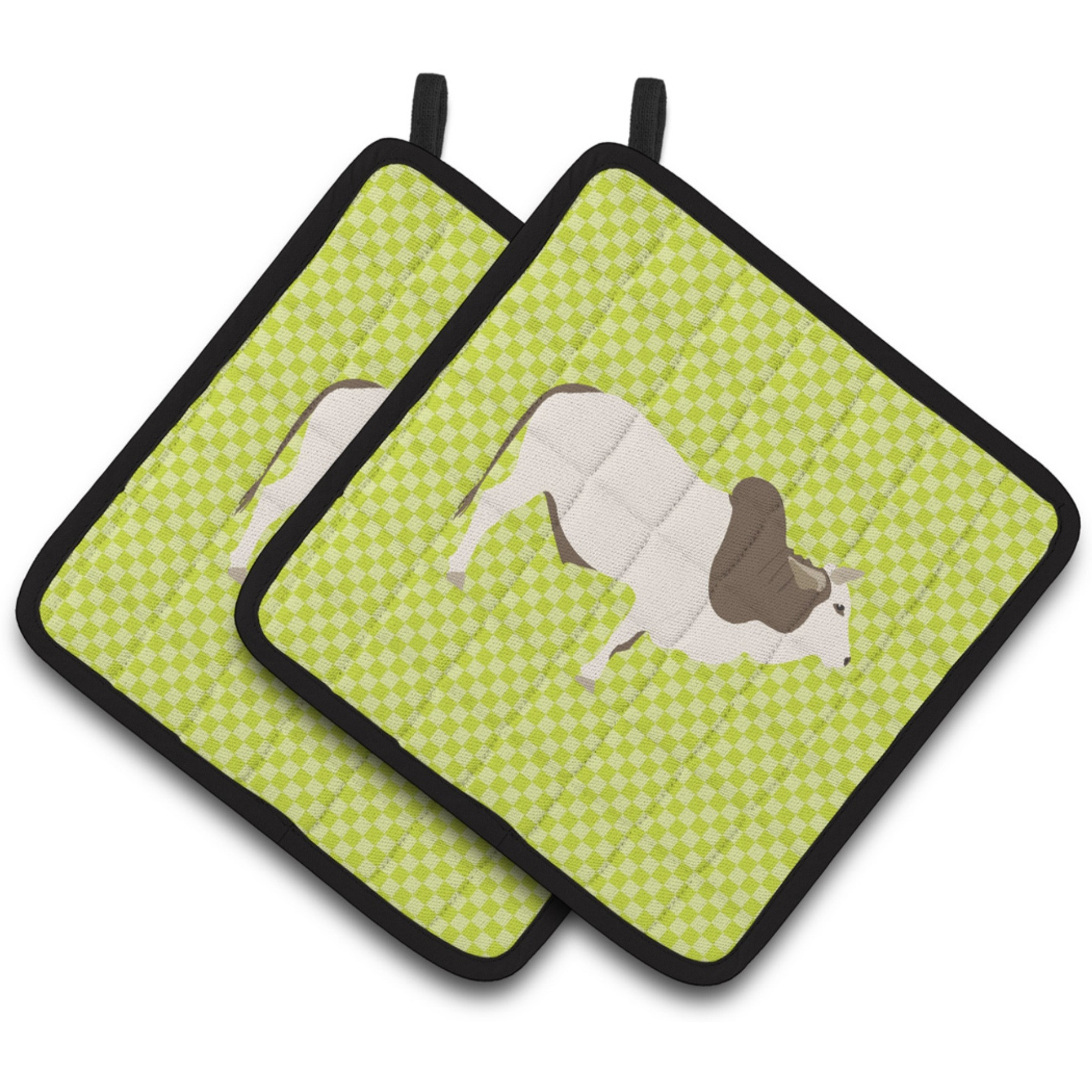 &quotCaroline's Treasures Malvi Cow Green Decorated Pot Holder, 7.5"" x 7.5"""