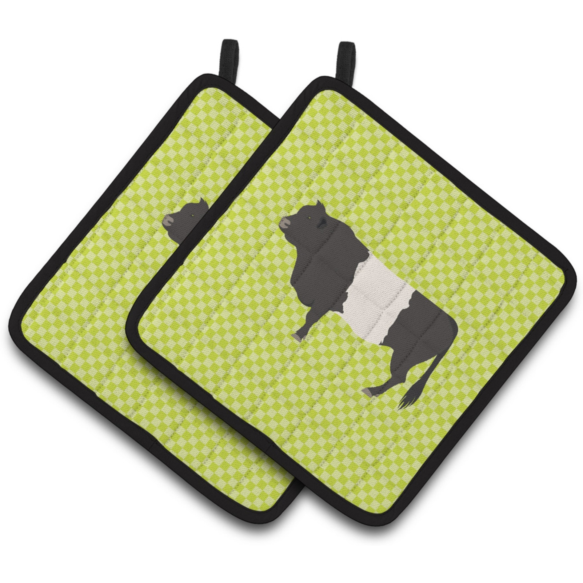 &quotCaroline's Treasures Belted Galloway Cow Green Decorated Pot Holder, 7.5"" x 7.5"""