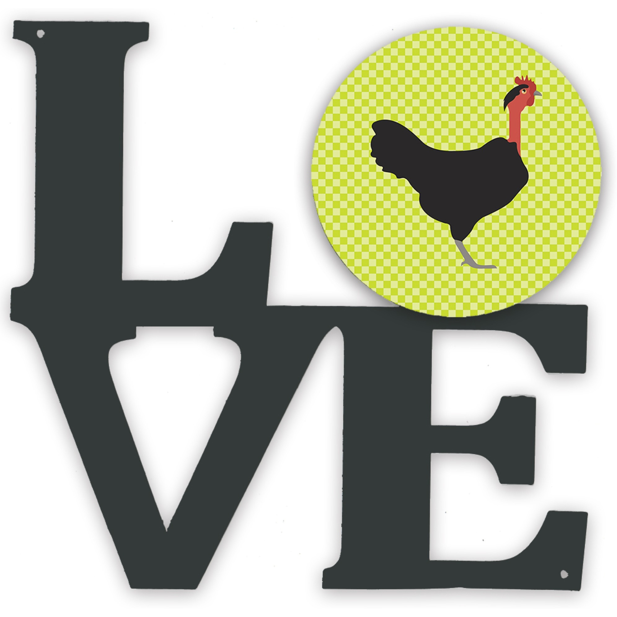&quotCaroline's Treasures Naked Neck Chicken Green Metal Artwork Love wall-decor, Multicolor"