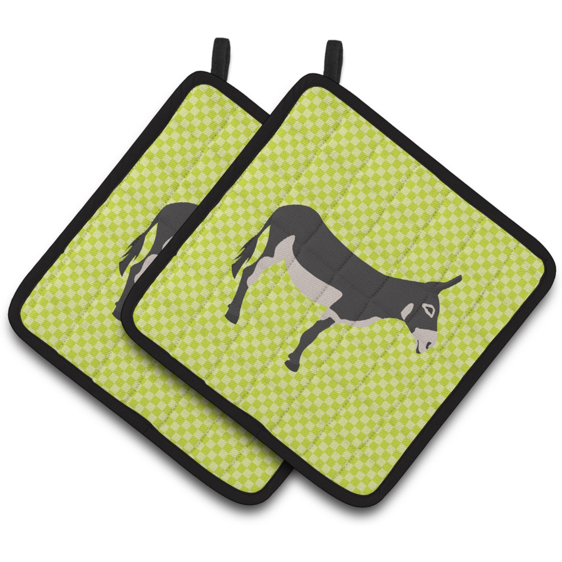 &quotCaroline's Treasures American Mammoth Jack Donkey Green Decorated Pot Holder, 7.5"" x 7.5"""