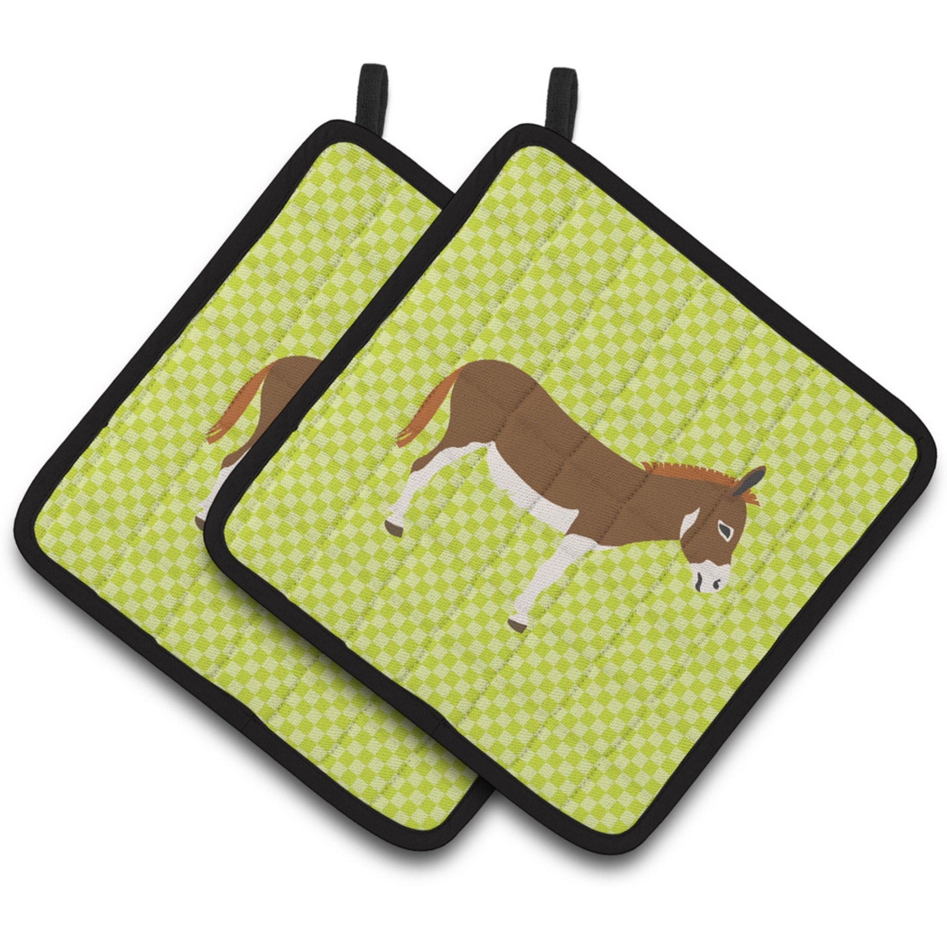 &quotCaroline's Treasures Miniature Mediterranian Donkey Green Decorated Pot Holder, 7.5"" x 7.5"""