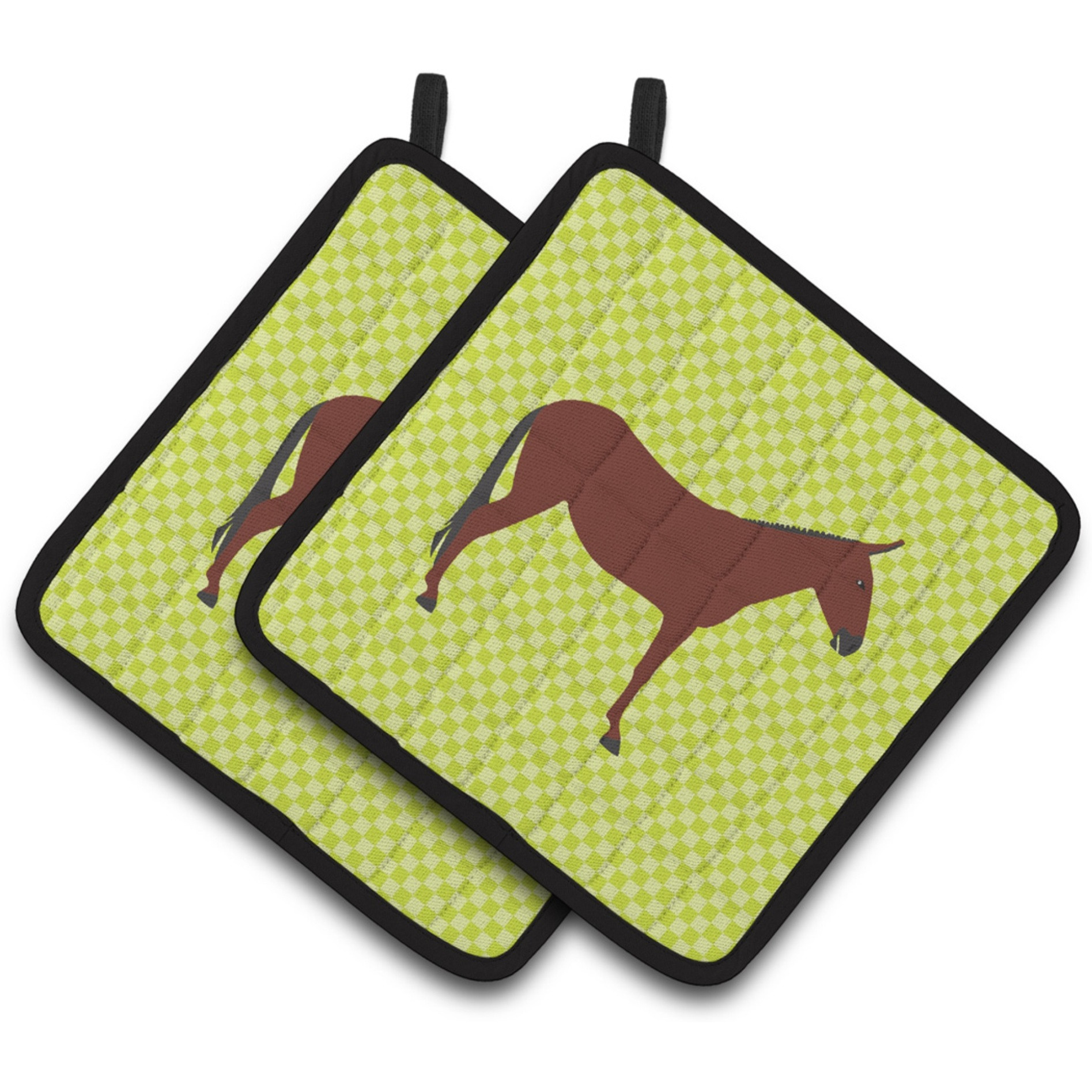 &quotCaroline's Treasures Hinny Horse Donkey Green Decorated Pot Holder, 7.5"" x 7.5"""