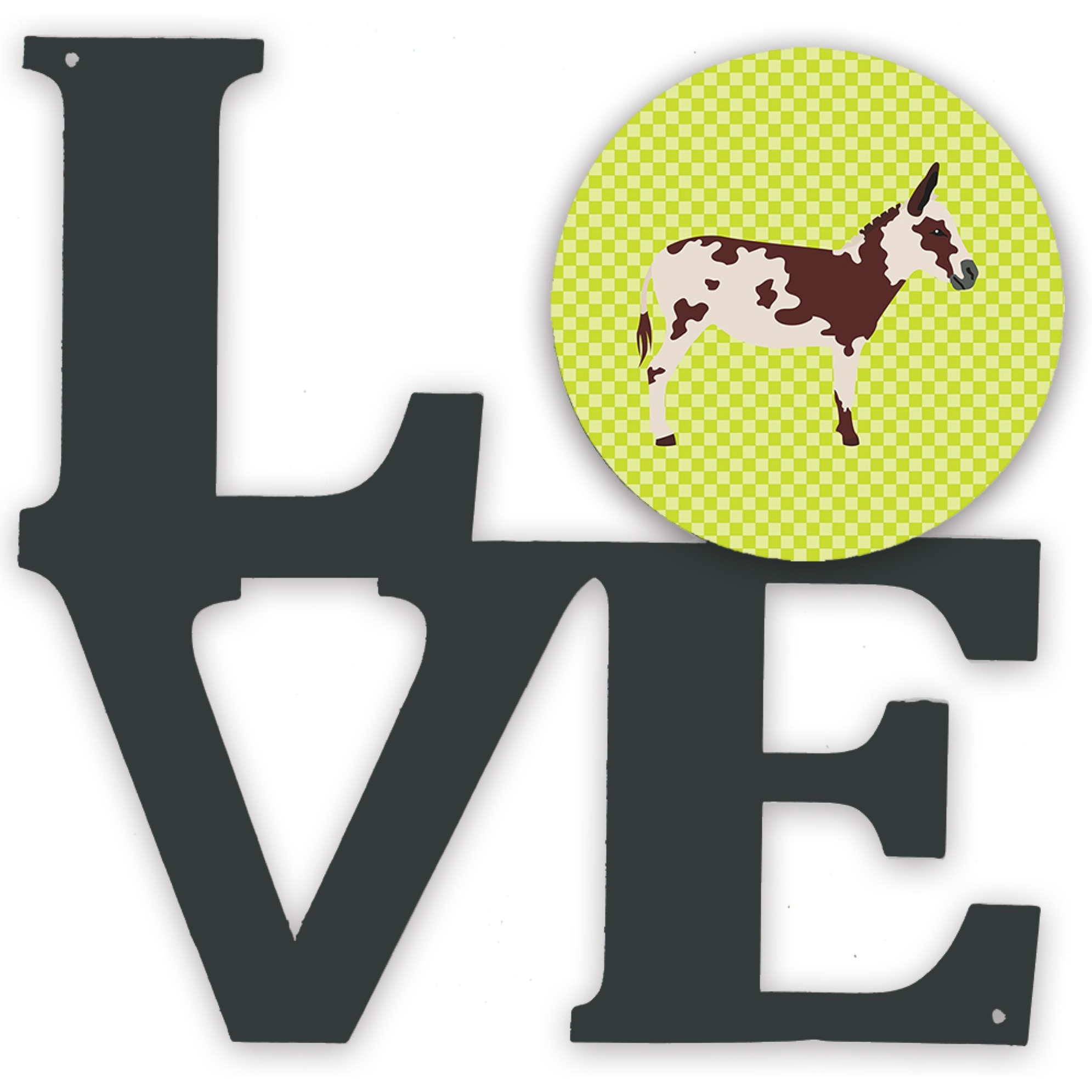 &quotCaroline's Treasures American Spotted Donkey Green Metal Artwork Love wall-decor, Multicolor"