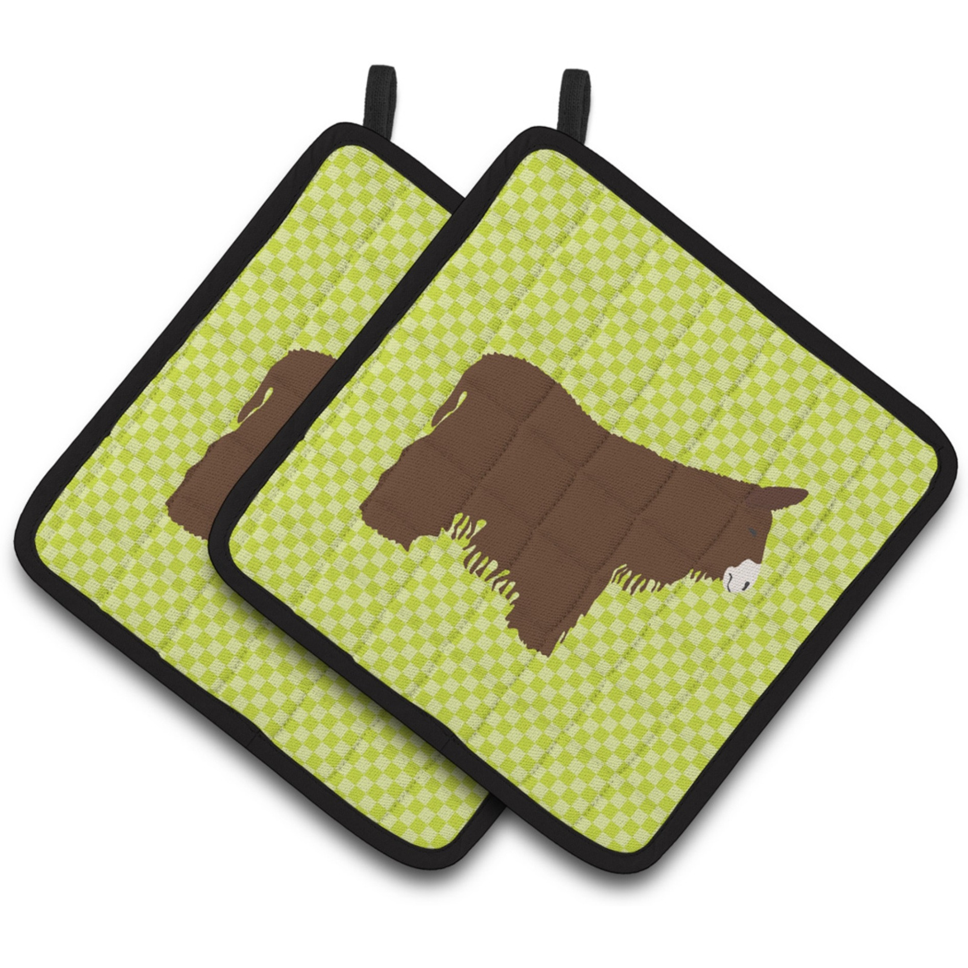 &quotCaroline's Treasures Poitou Poiteuin Donkey Green Decorated Pot Holder, 7.5"" x 7.5"""