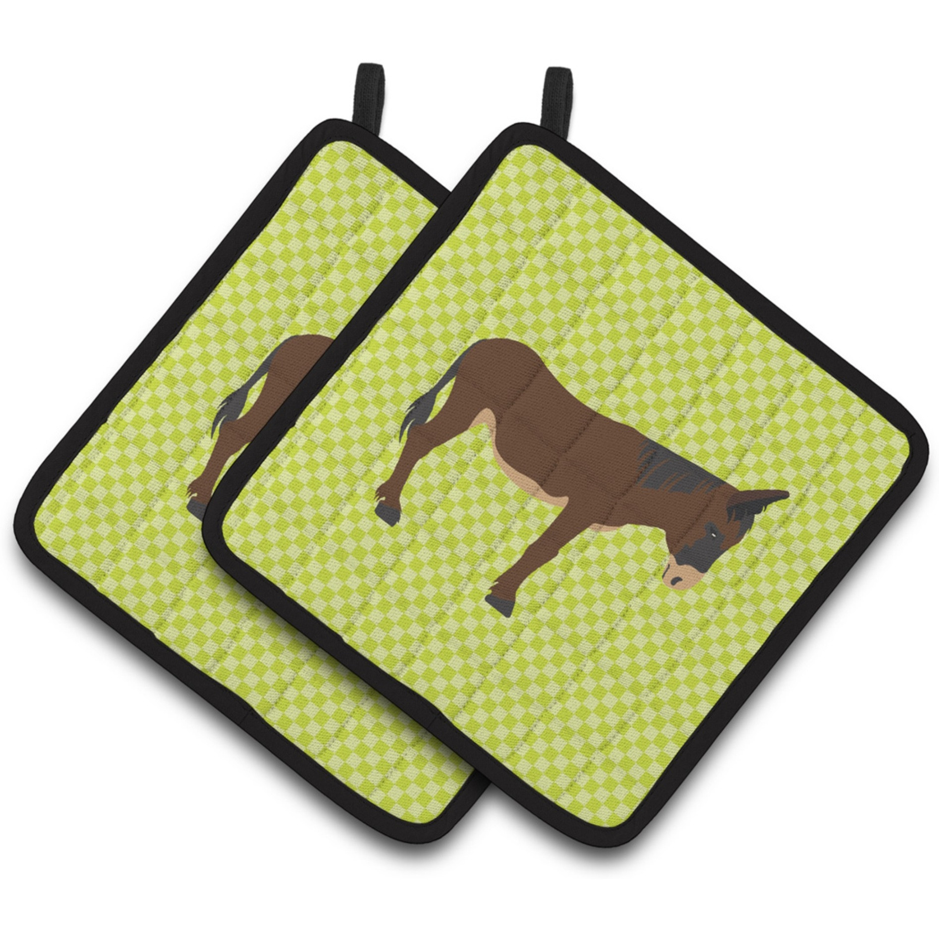 &quotCaroline's Treasures Zamorano-Leones Donkey Green Decorated Pot Holder, 7.5"" x 7.5"""