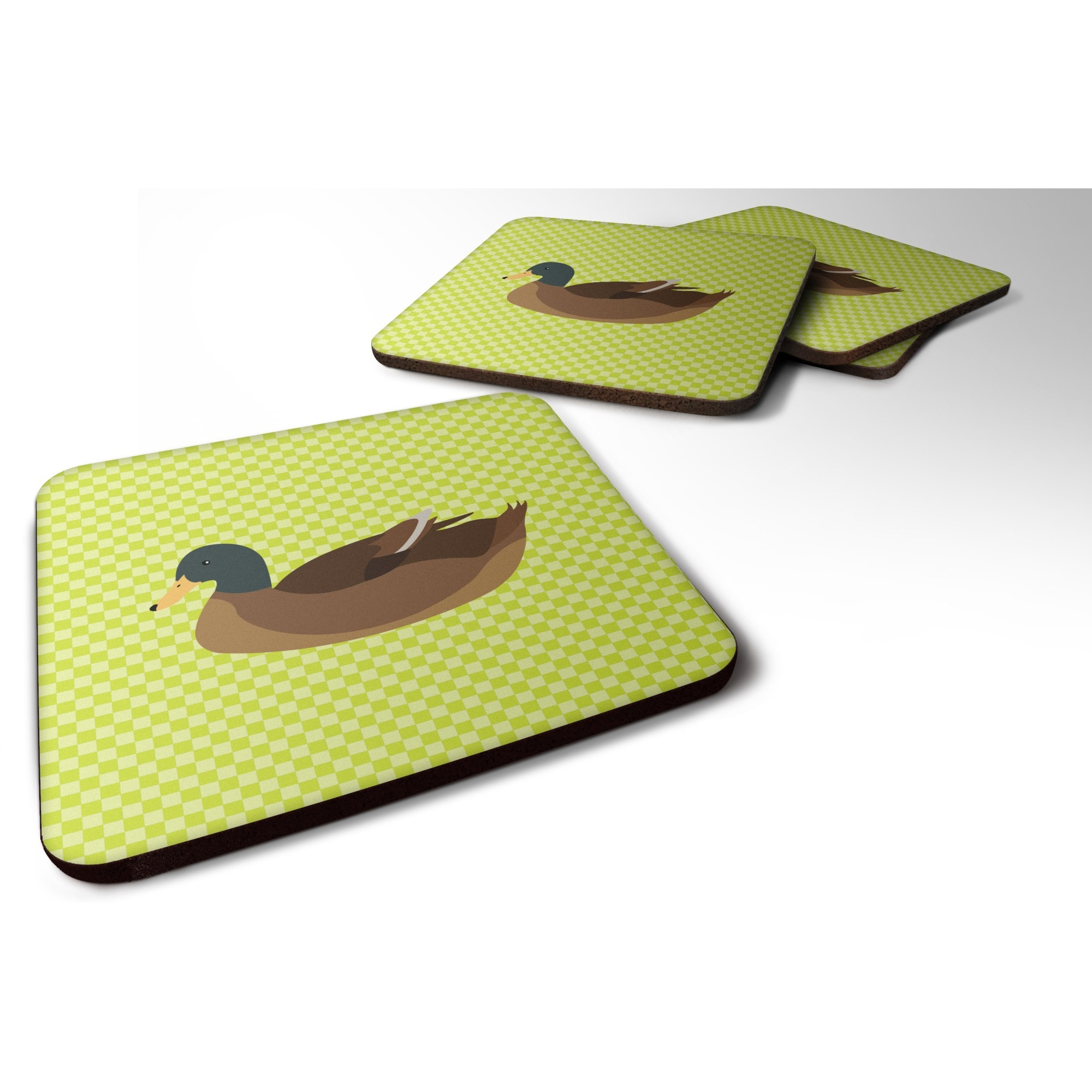 &quotCaroline's Treasures Khaki Campbell Duck Green Decorative Coasters, 3.5"", Multicolor"