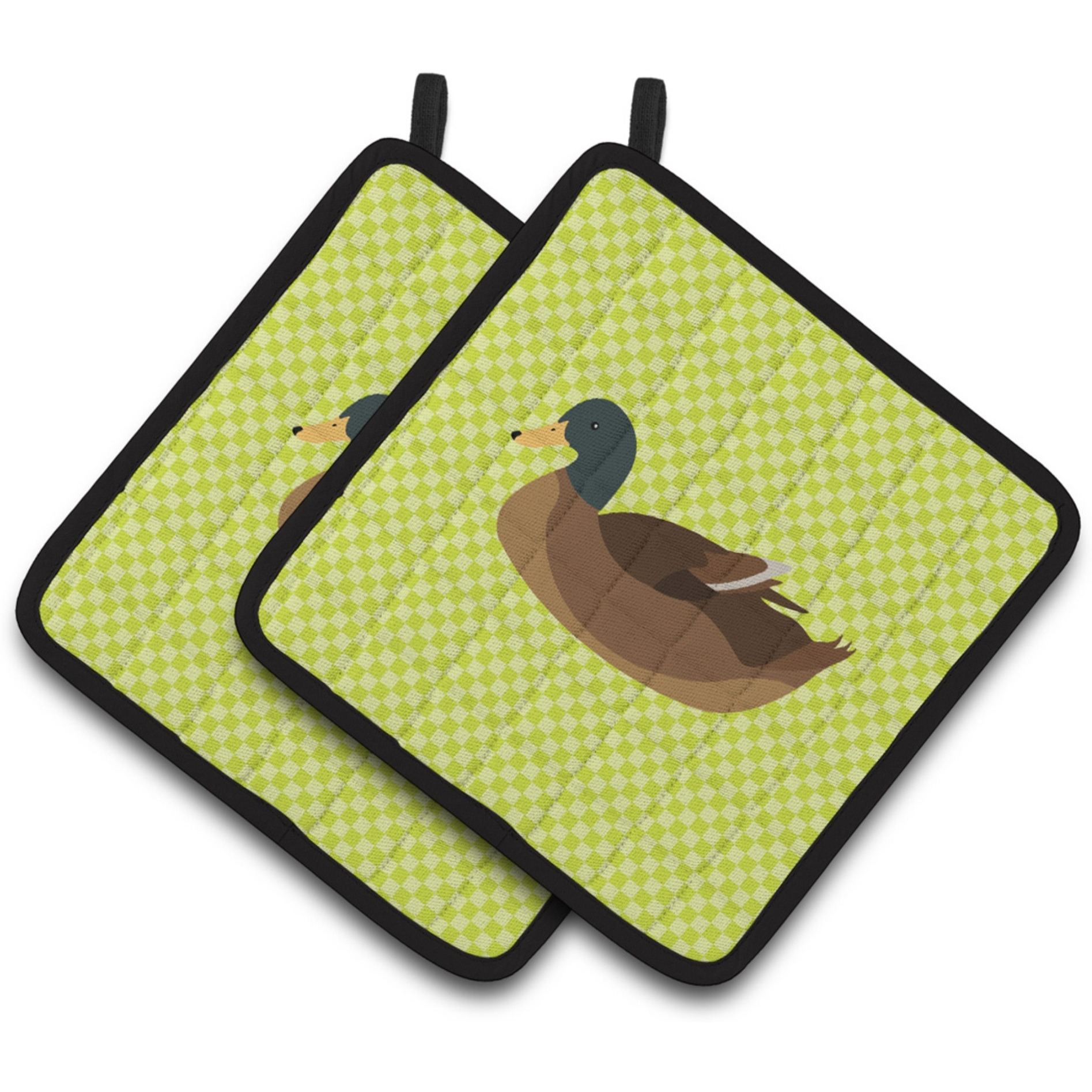 &quotCaroline's Treasures Khaki Campbell Duck Green Decorated Pot Holder, 7.5"" x 7.5"""