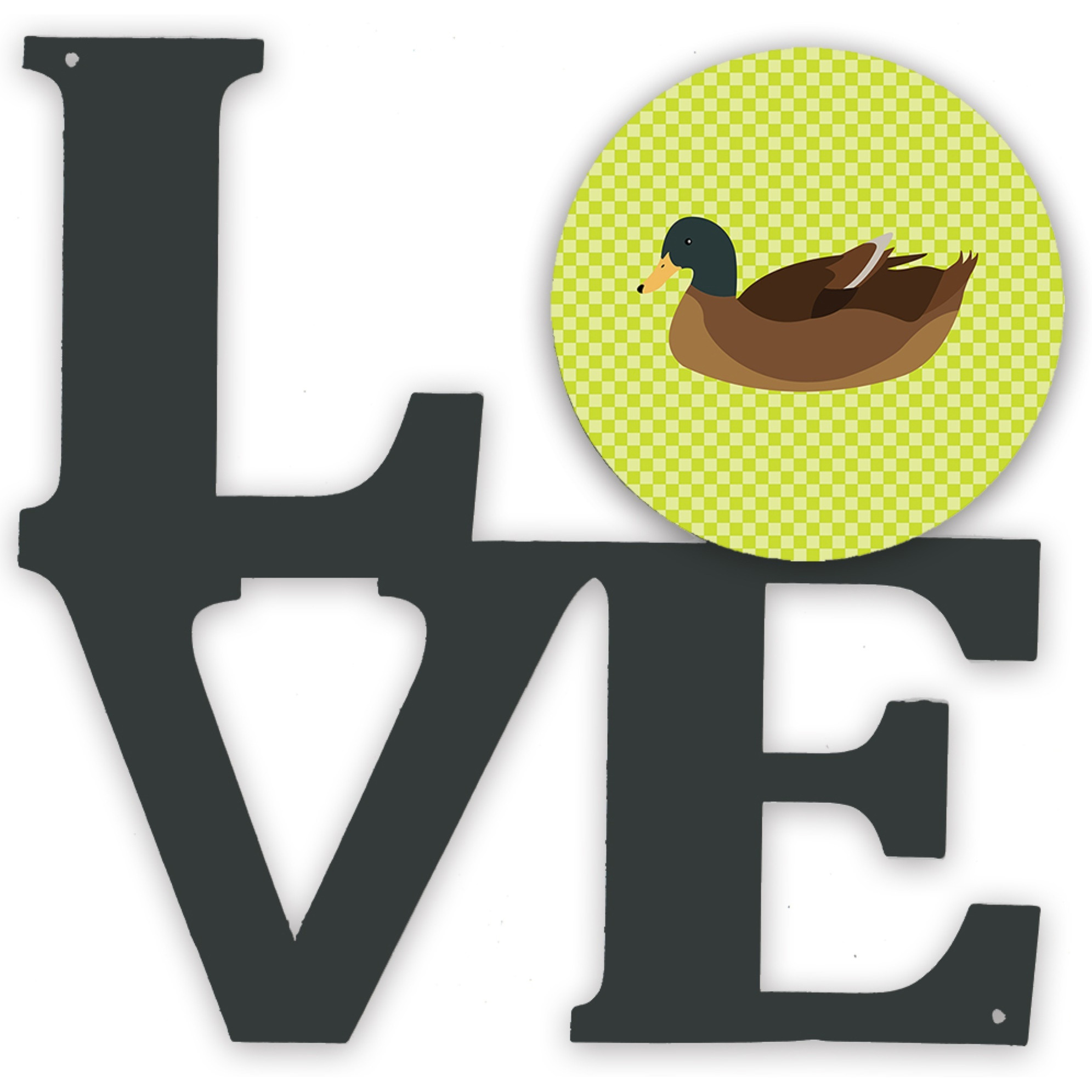&quotCaroline's Treasures Khaki Campbell Duck Green Metal Artwork Love wall-decor, Multicolor"