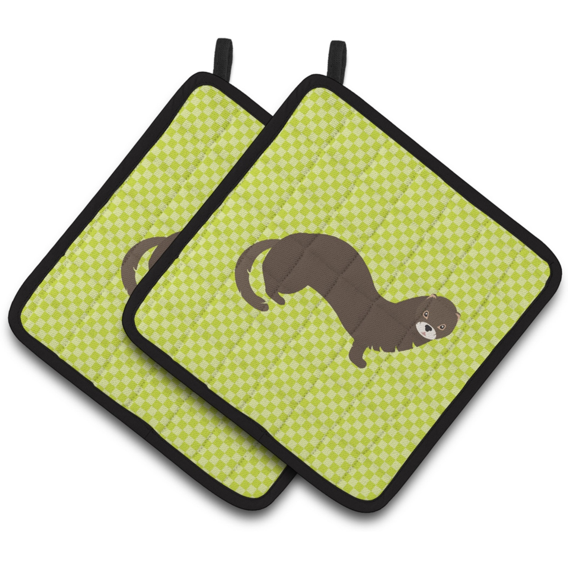 &quotCaroline's Treasures Russian or European Mink Green Decorated Pot Holder, 7.5"" x 7.5"""