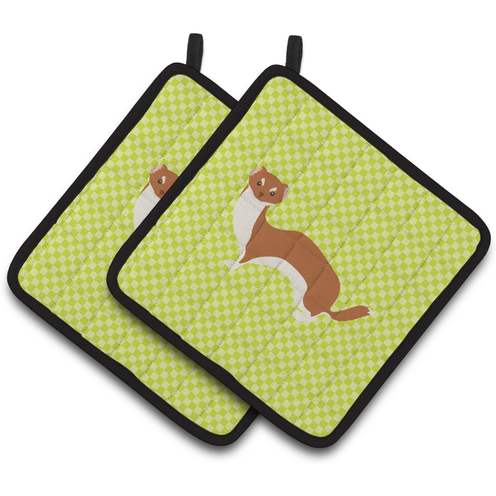 &quotCaroline's Treasures Weasel Green Decorated Pot Holder, 7.5"" x 7.5"""