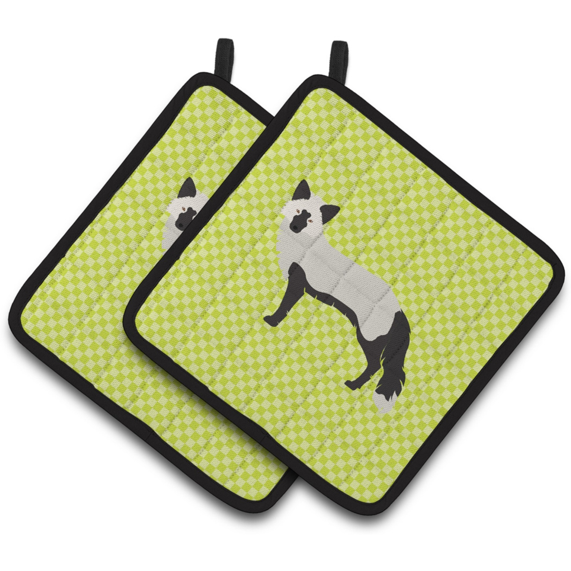 &quotCaroline's Treasures Silver Fox Green Decorated Pot Holder, 7.5"" x 7.5"""
