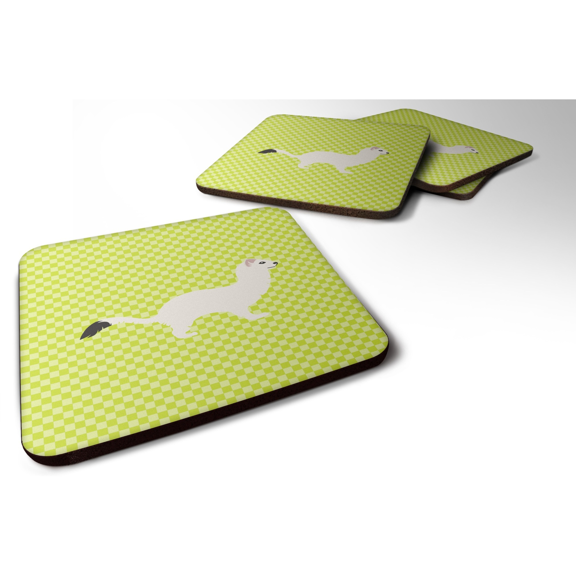 &quotCaroline's Treasures Stoat Short-tailed Weasel Green Decorative Coasters, 3.5"", Multicolor"