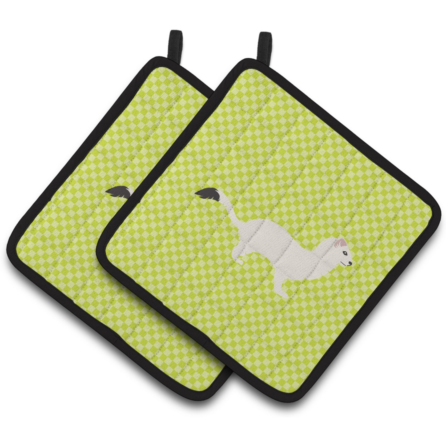 &quotCaroline's Treasures Stoat Short-tailed Weasel Green Decorated Pot Holder, 7.5"" x 7.5"""