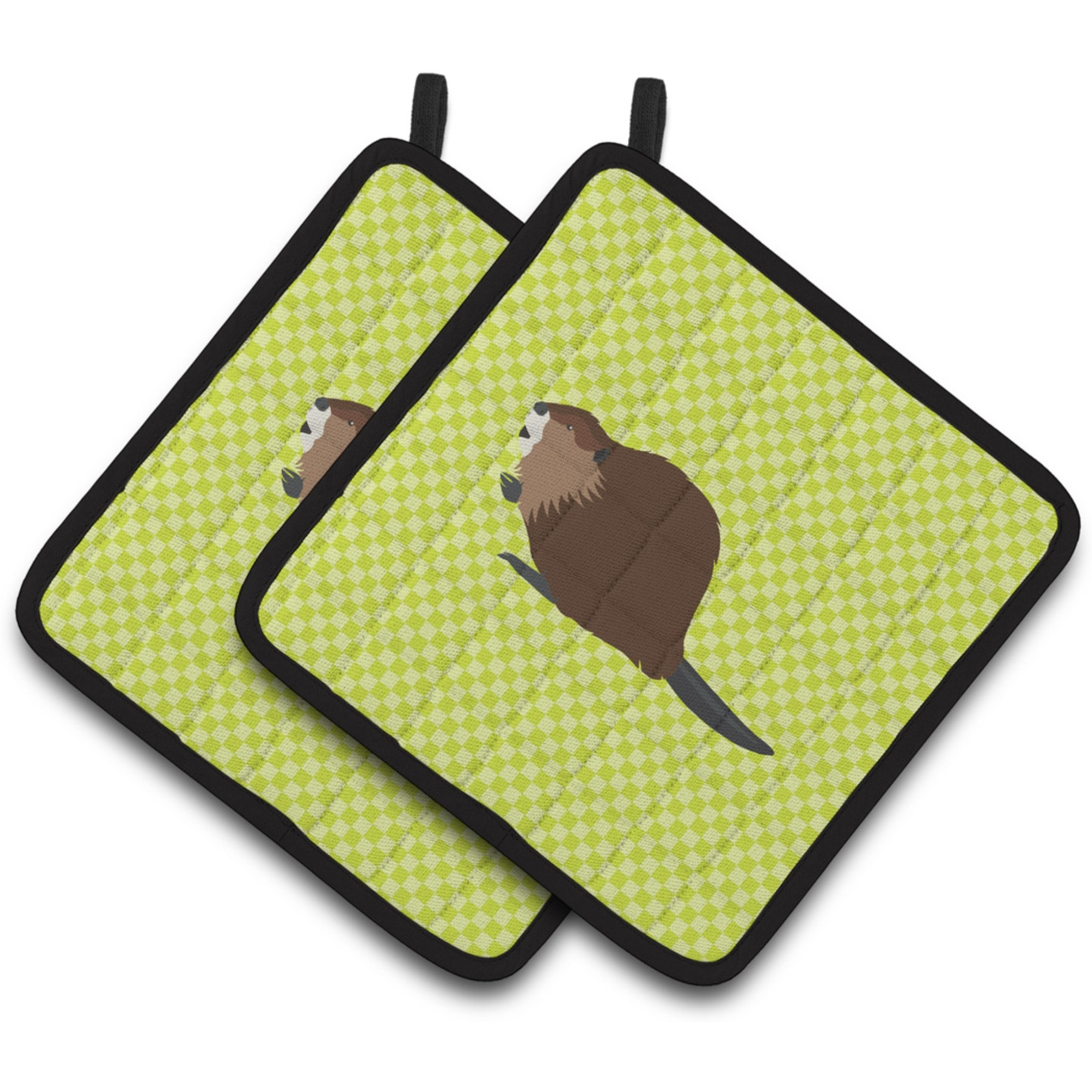 &quotCaroline's Treasures Eurasian Beaver Green Decorated Pot Holder, 7.5"" x 7.5"""