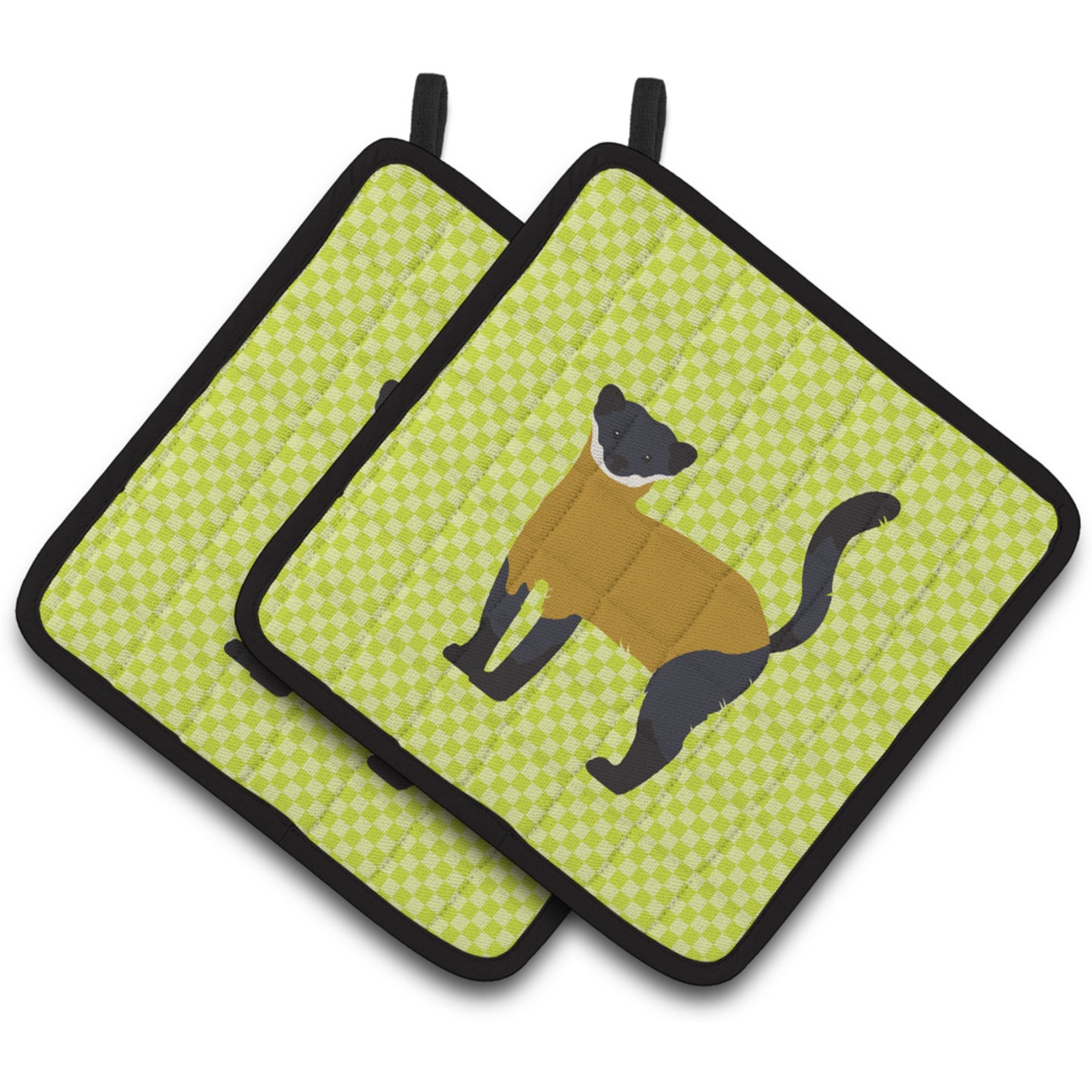 &quotCaroline's Treasures Yellow-Throated Marten Green Decorated Pot Holder, 7.5"" x 7.5"""