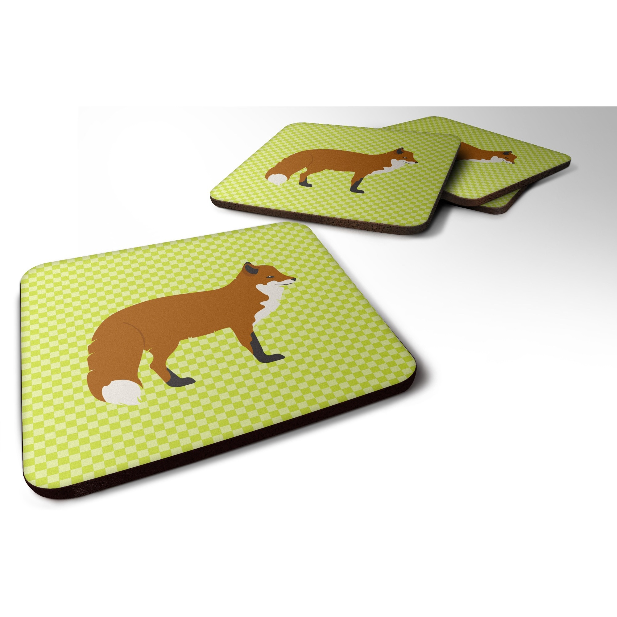 &quotCaroline's Treasures Red Fox Green Decorative Coasters, 3.5"", Multicolor"