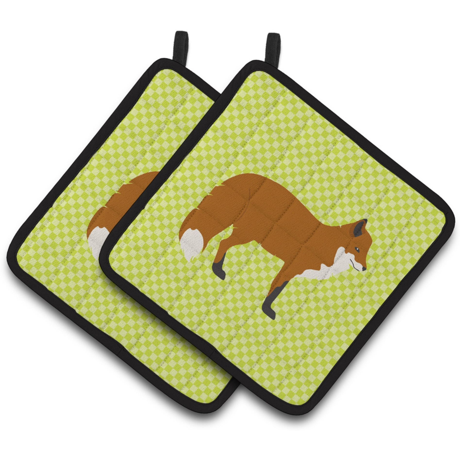 &quotCaroline's Treasures Red Fox Green Decorated Pot Holder, 7.5"" x 7.5"""