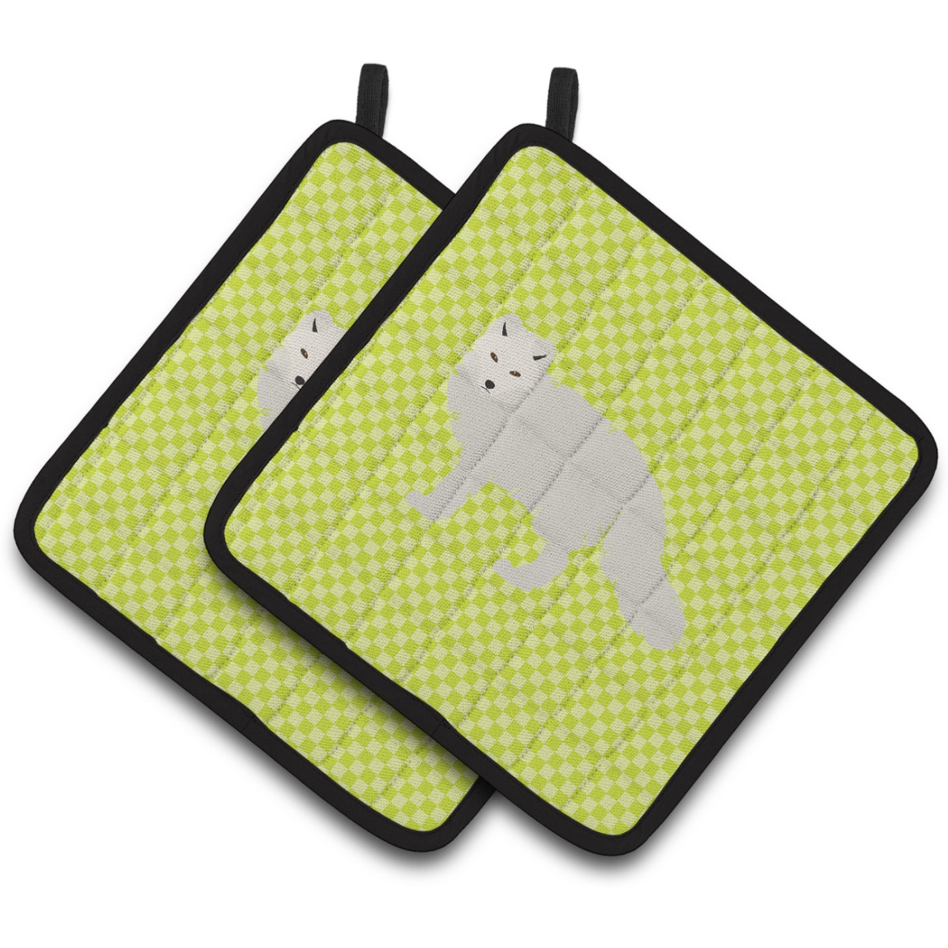 &quotCaroline's Treasures White Arctic Fox Green Decorated Pot Holder, 7.5"" x 7.5"""