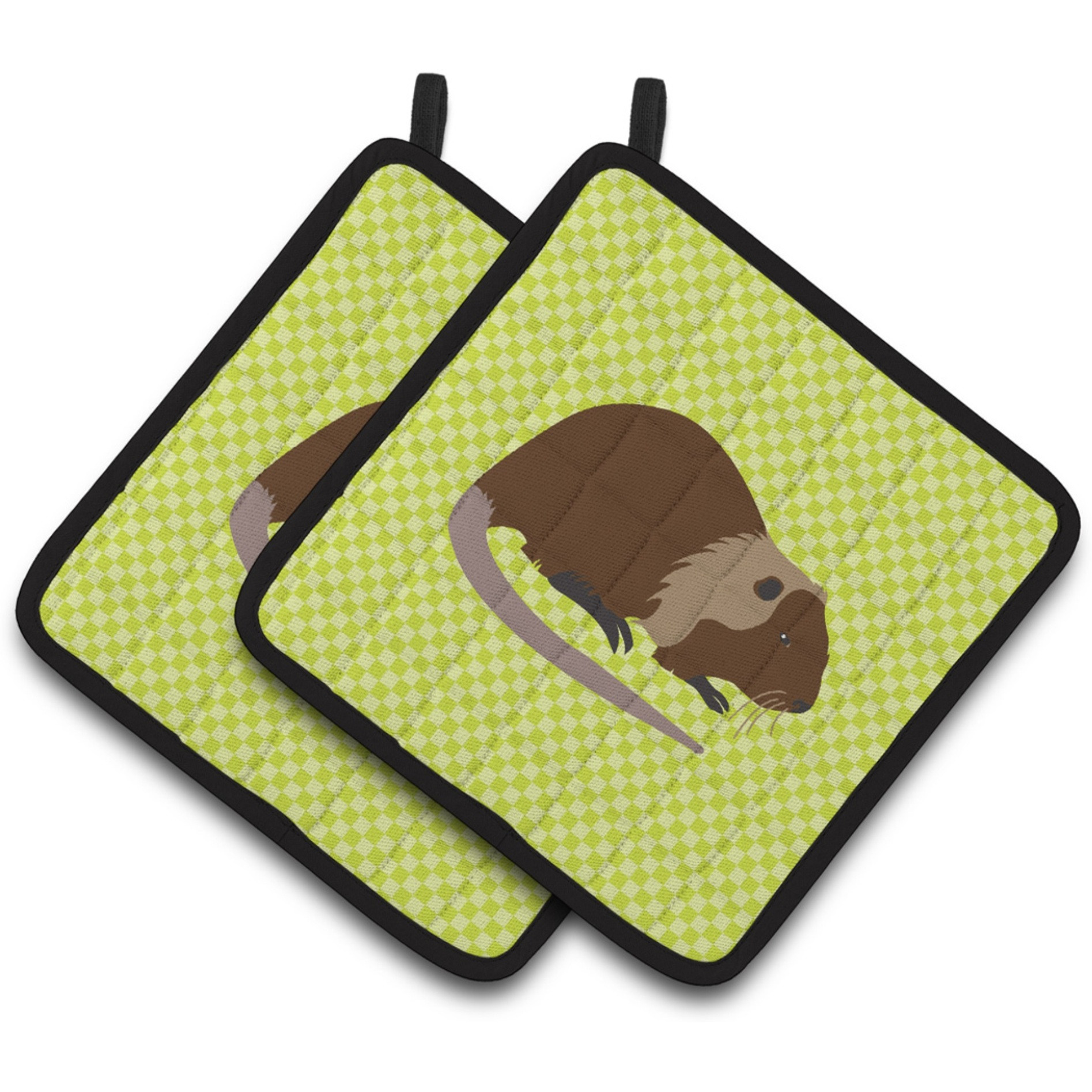 &quotCaroline's Treasures Coypu Nutria River Rat Green Decorated Pot Holder, 7.5"" x 7.5"""