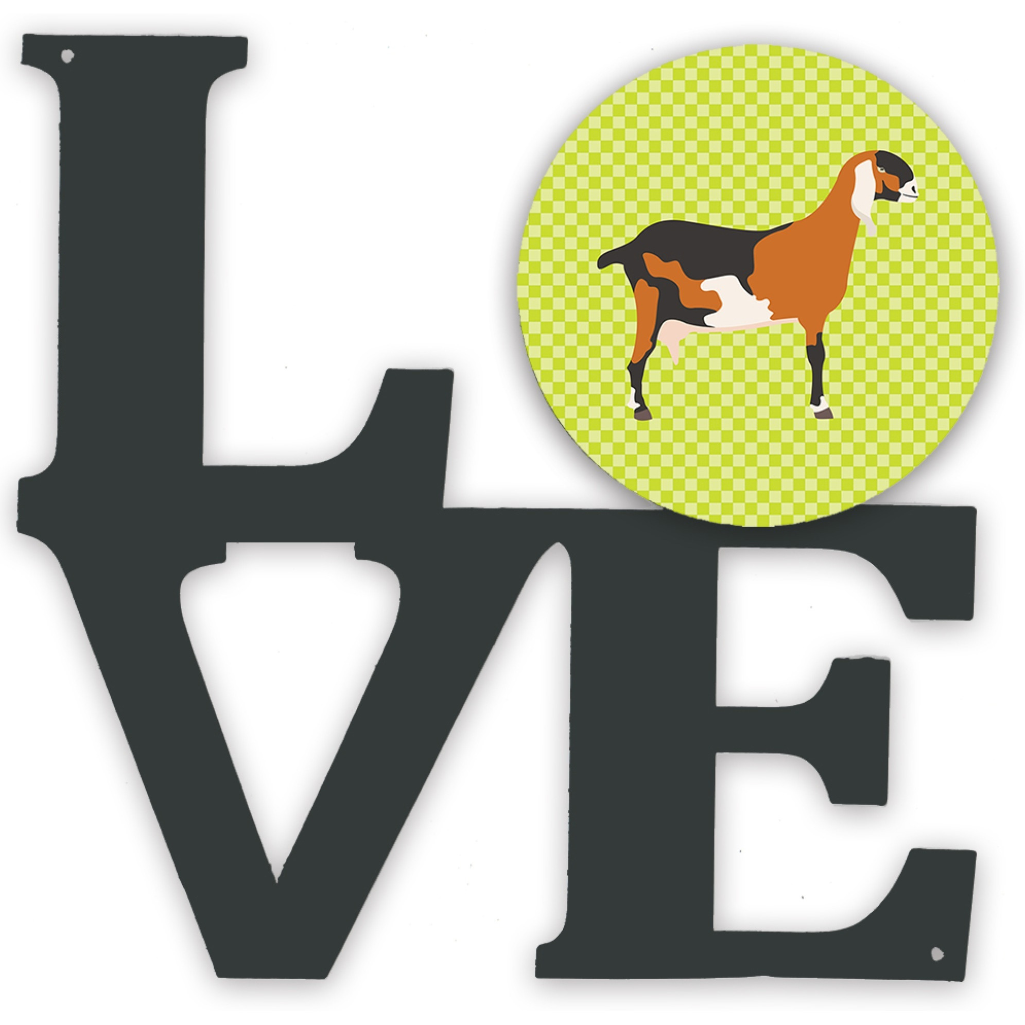 &quotCaroline's Treasures Anglo Nubian Goat Green Metal Artwork Love wall-decor, Multicolor"
