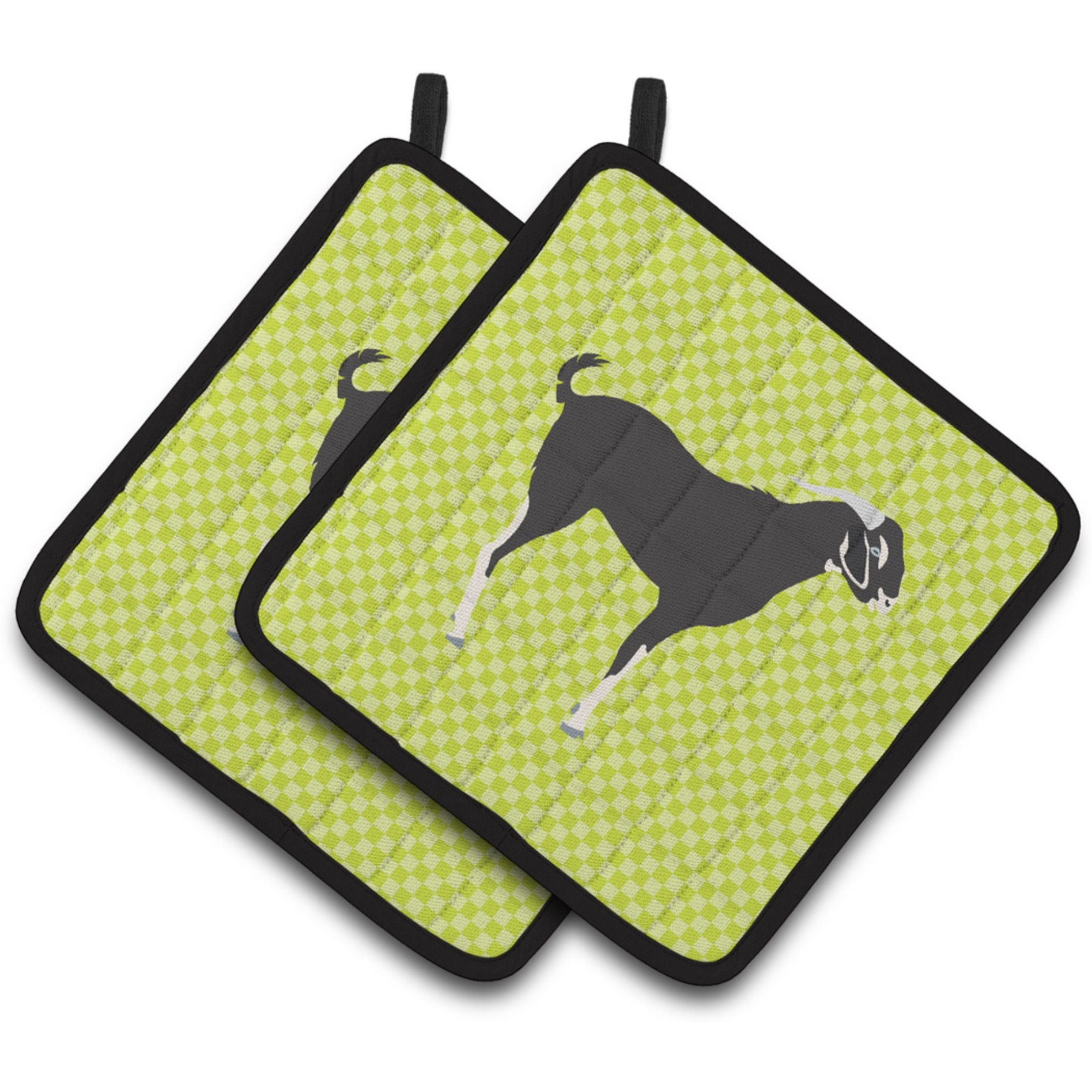 &quotCaroline's Treasures Black Bengal Goat Green Decorated Pot Holder, 7.5"" x 7.5"""