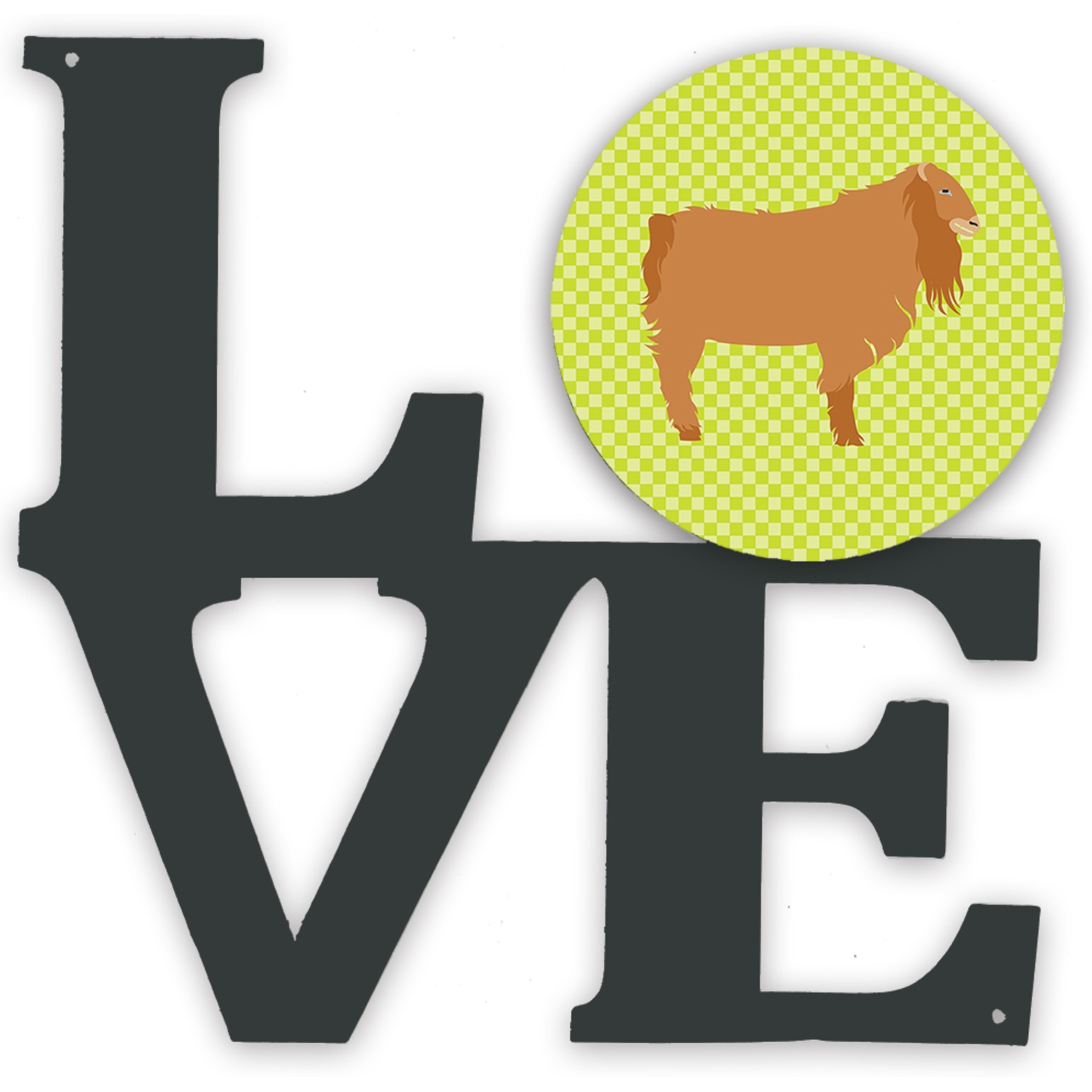 &quotCaroline's Treasures American Lamancha Goat Green Metal Artwork Love wall-decor, Multicolor"