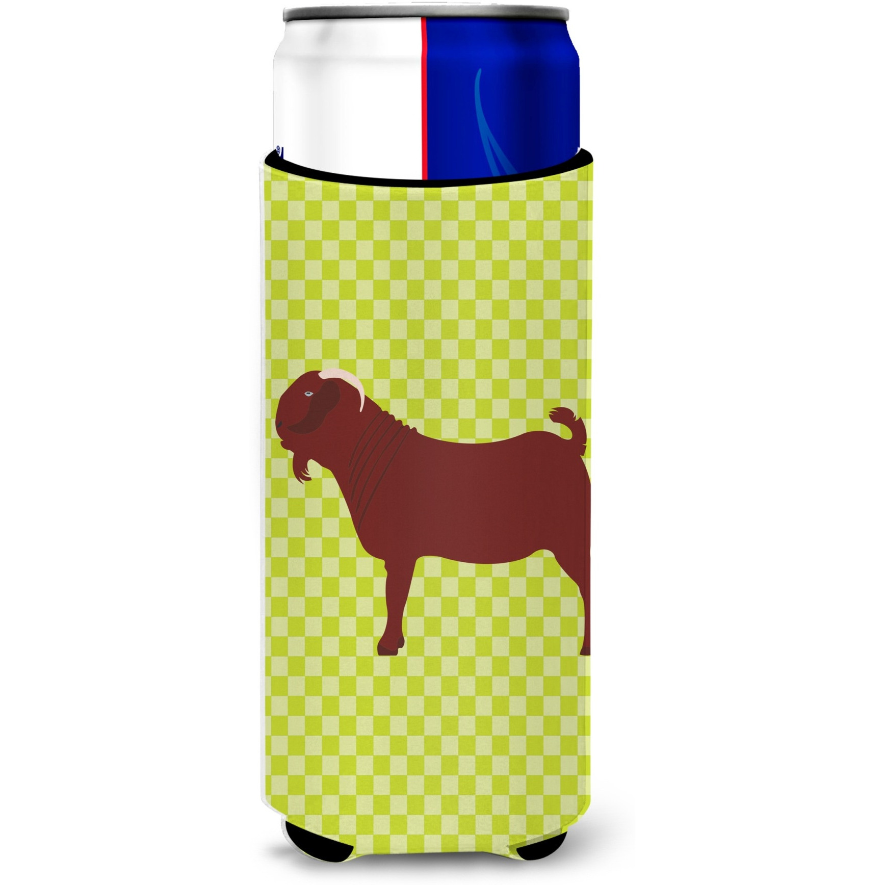 &quotCaroline's Treasures Kalahari Red Goat Green Decorative Can Hugger, Slim, Multicolor"