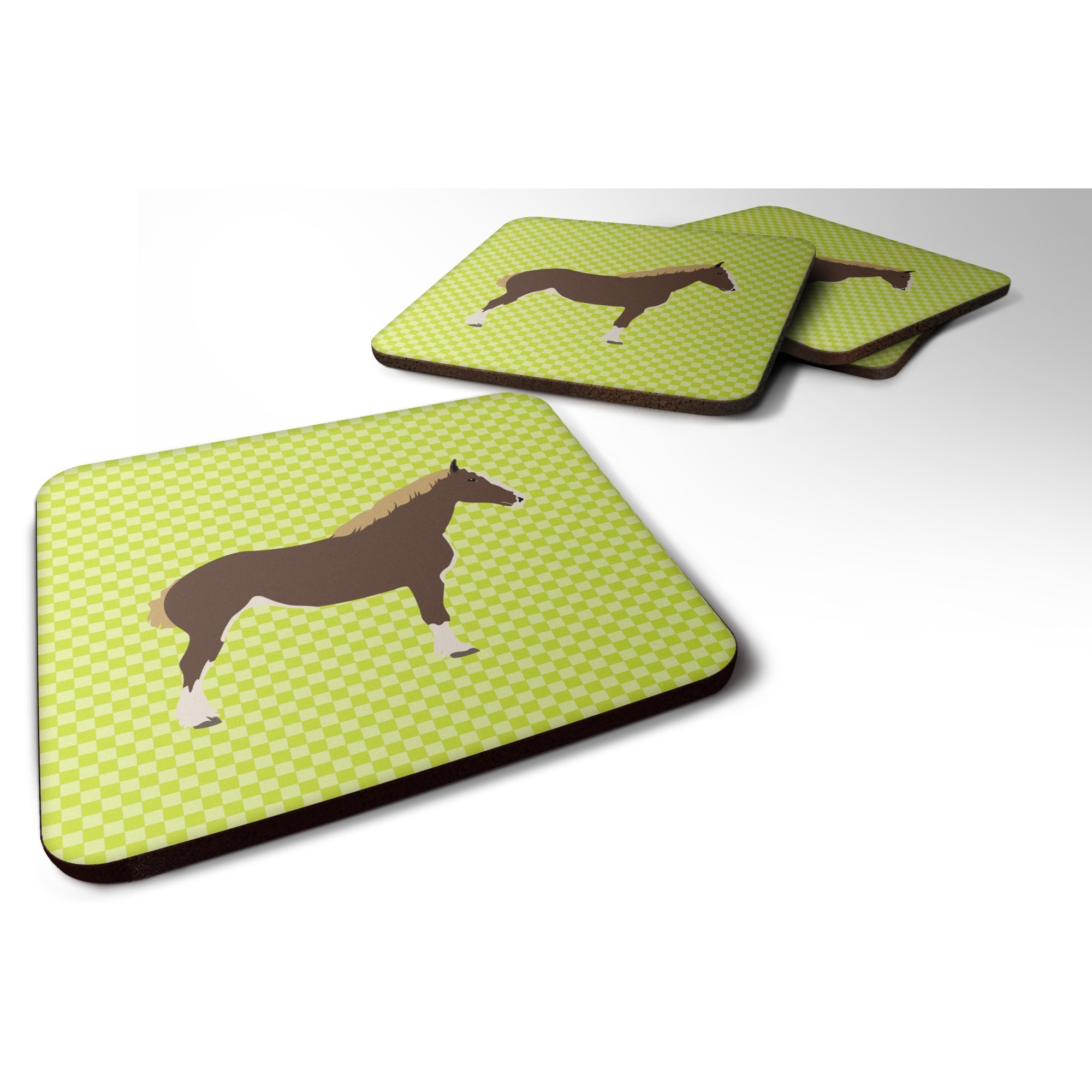 &quotCaroline's Treasures Percheron Horse Green Decorative Coasters, 3.5"", Multicolor"