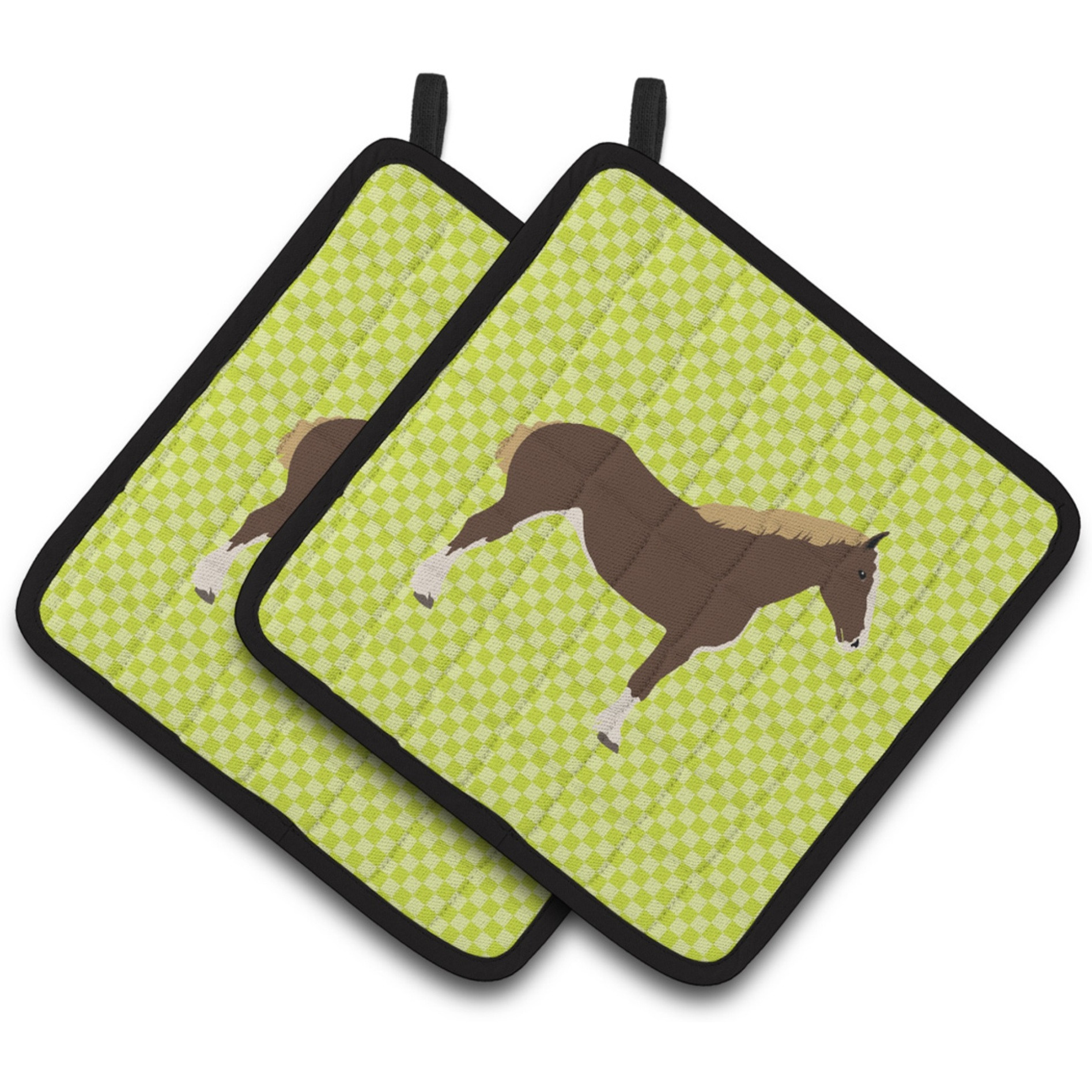 &quotCaroline's Treasures Percheron Horse Green Decorated Pot Holder, 7.5"" x 7.5"""