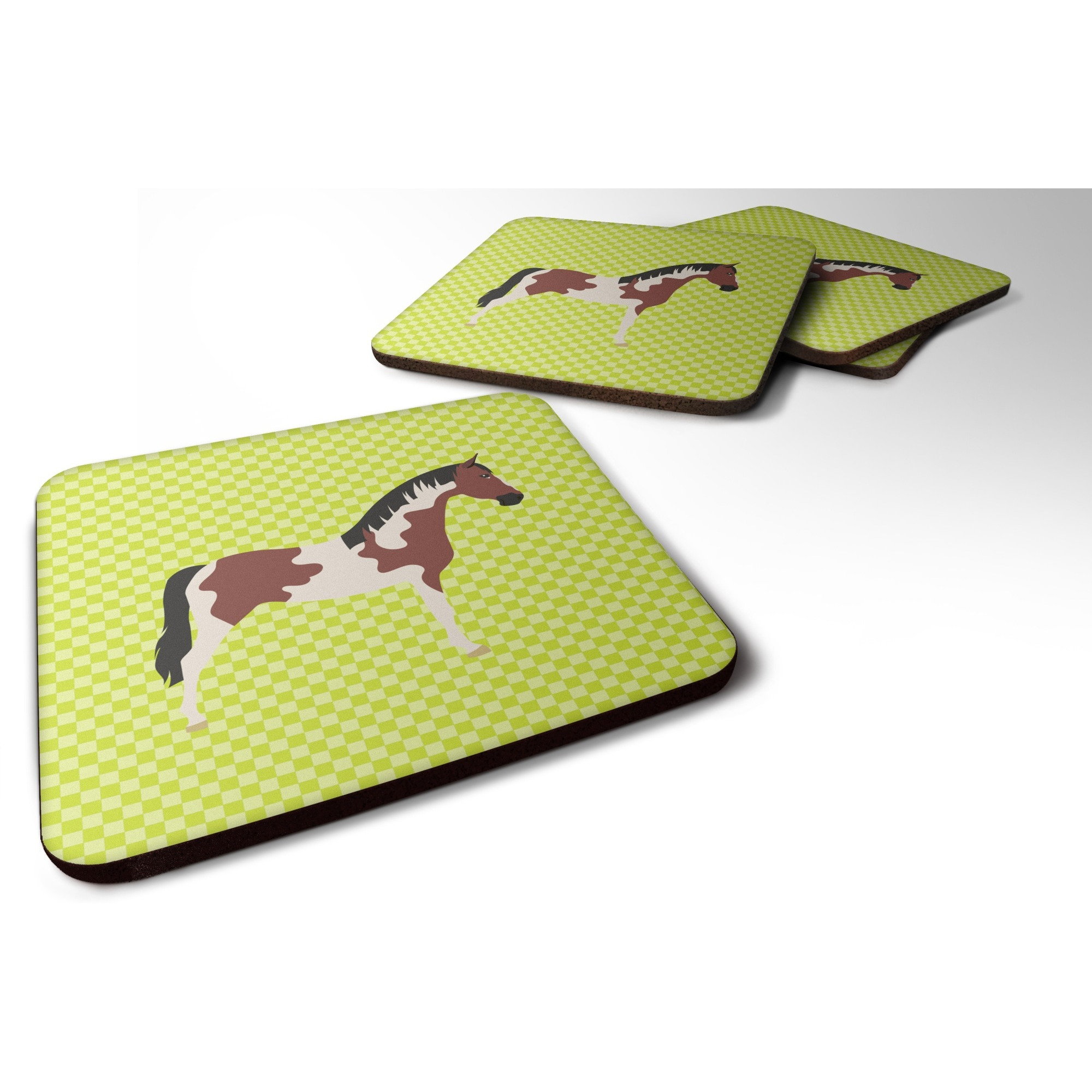 &quotCaroline's Treasures Pinto Horse Green Decorative Coasters, 3.5"", Multicolor"