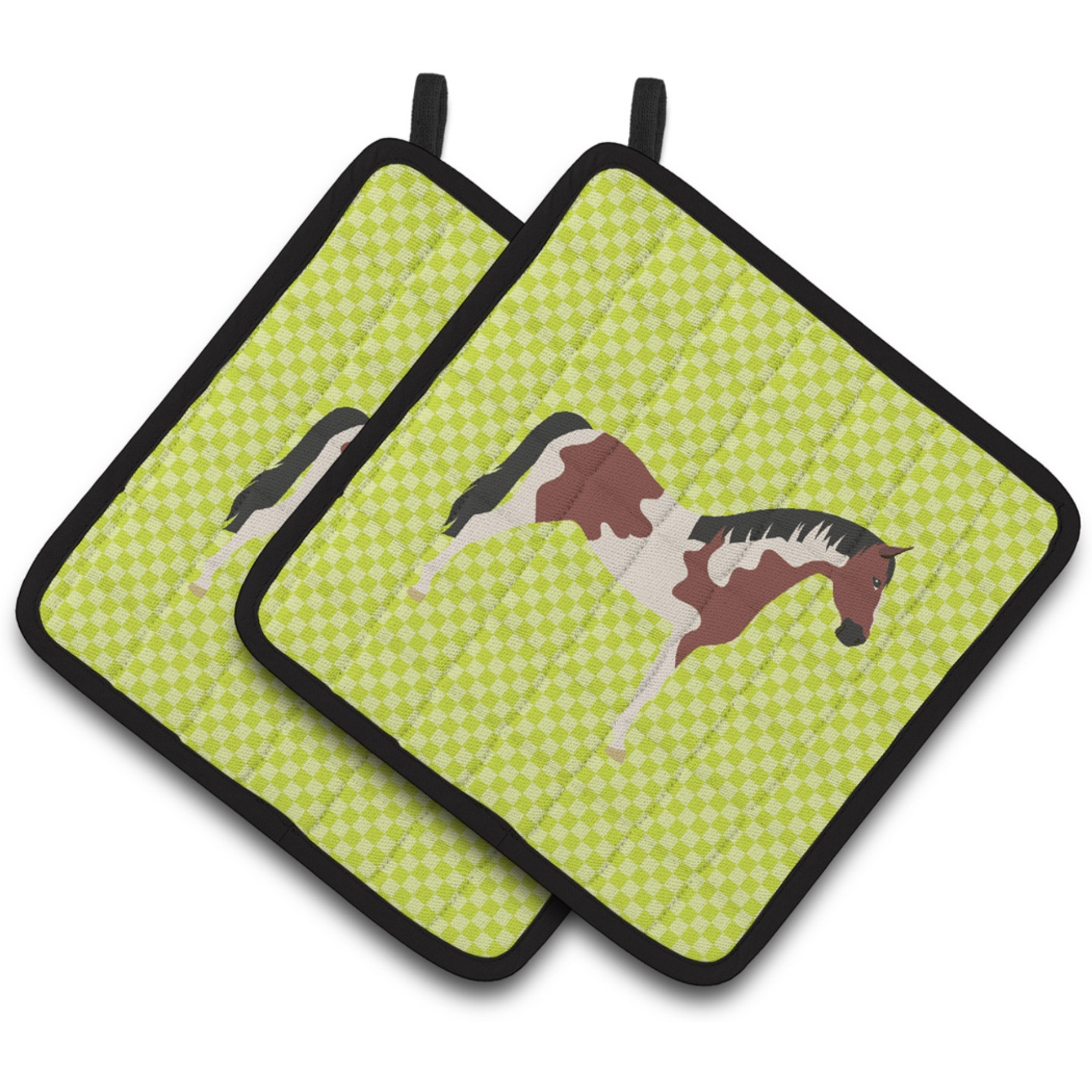 &quotCaroline's Treasures Pinto Horse Green Decorated Pot Holder, 7.5"" x 7.5"""