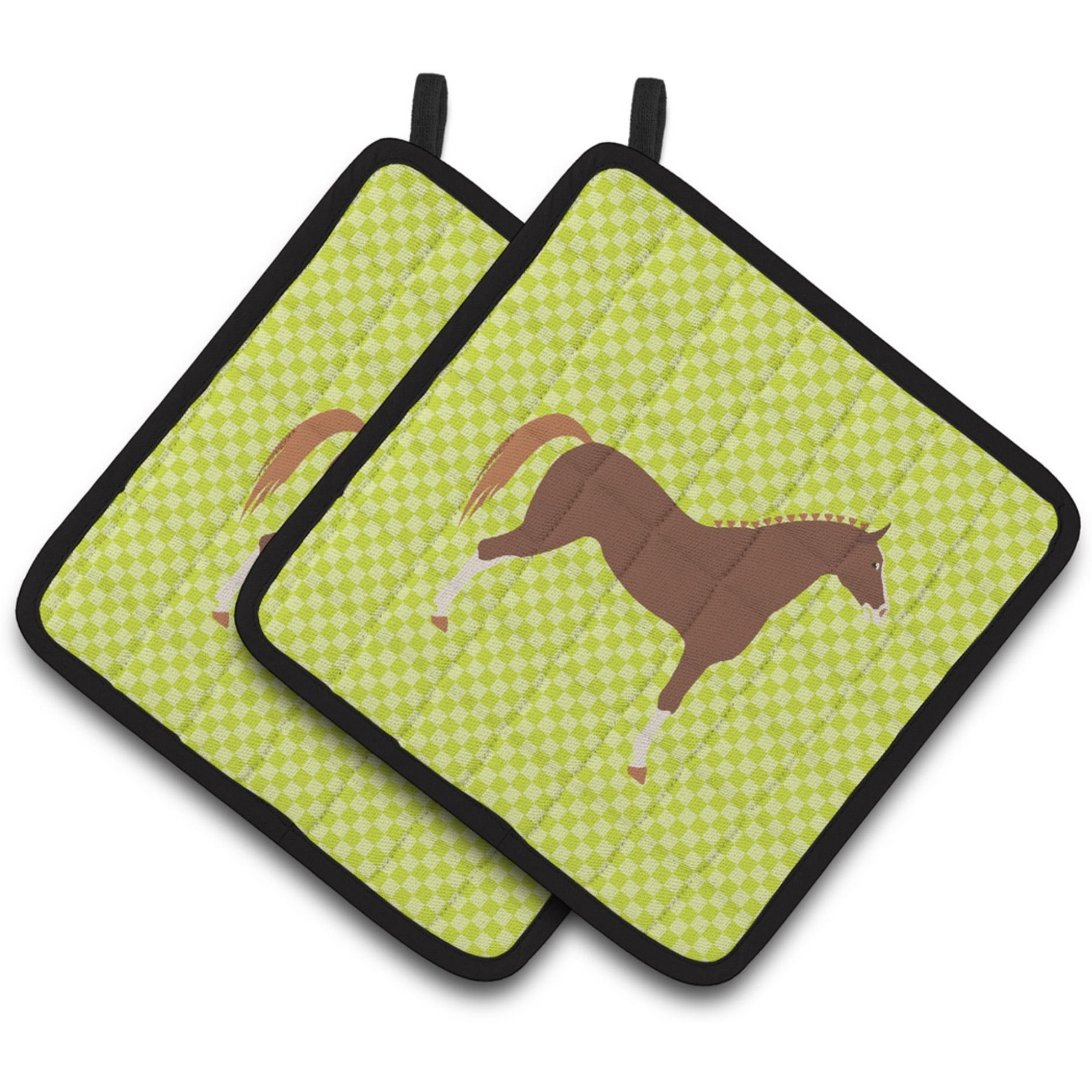 &quotCaroline's Treasures Hannoverian Horse Green Decorated Pot Holder, 7.5"" x 7.5"""
