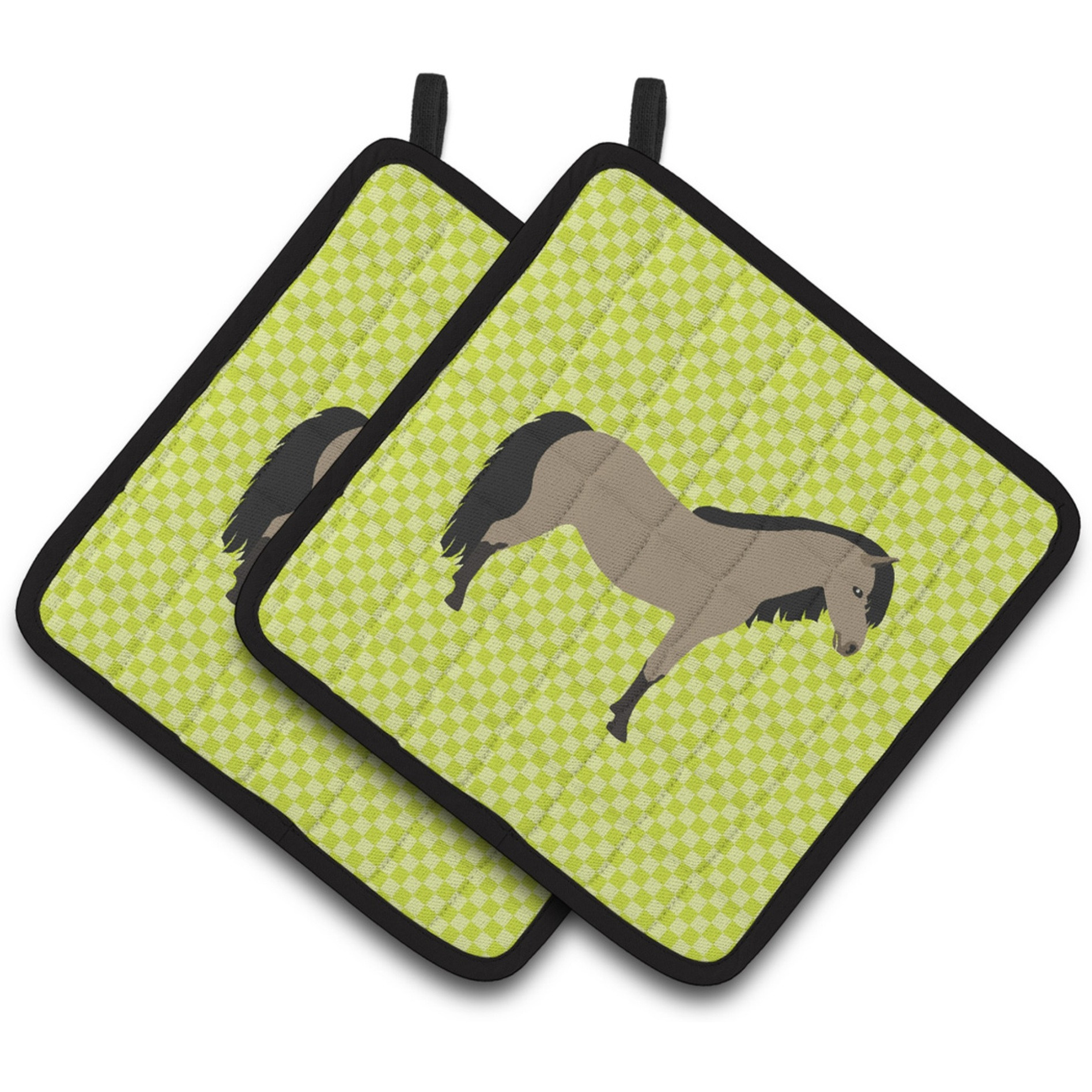 &quotCaroline's Treasures Welsh Pony Horse Green Decorated Pot Holder, 7.5"" x 7.5"""