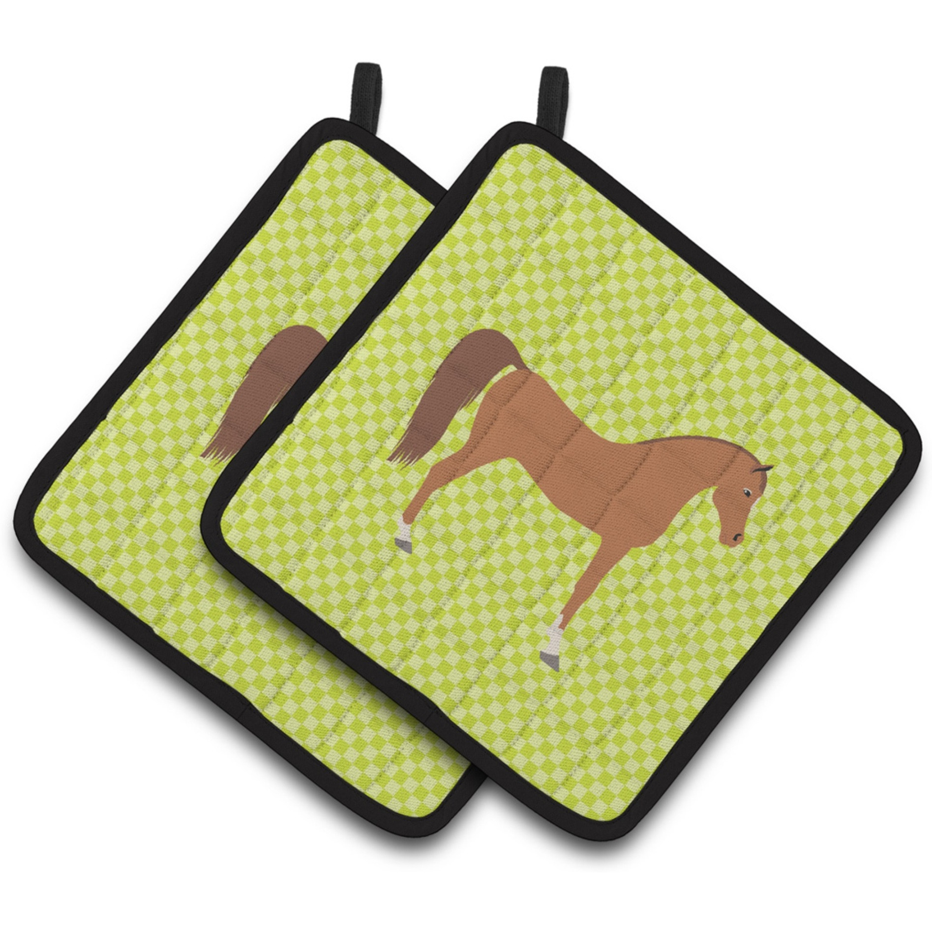 &quotCaroline's Treasures Arabian Horse Green Decorated Pot Holder, 7.5"" x 7.5"""